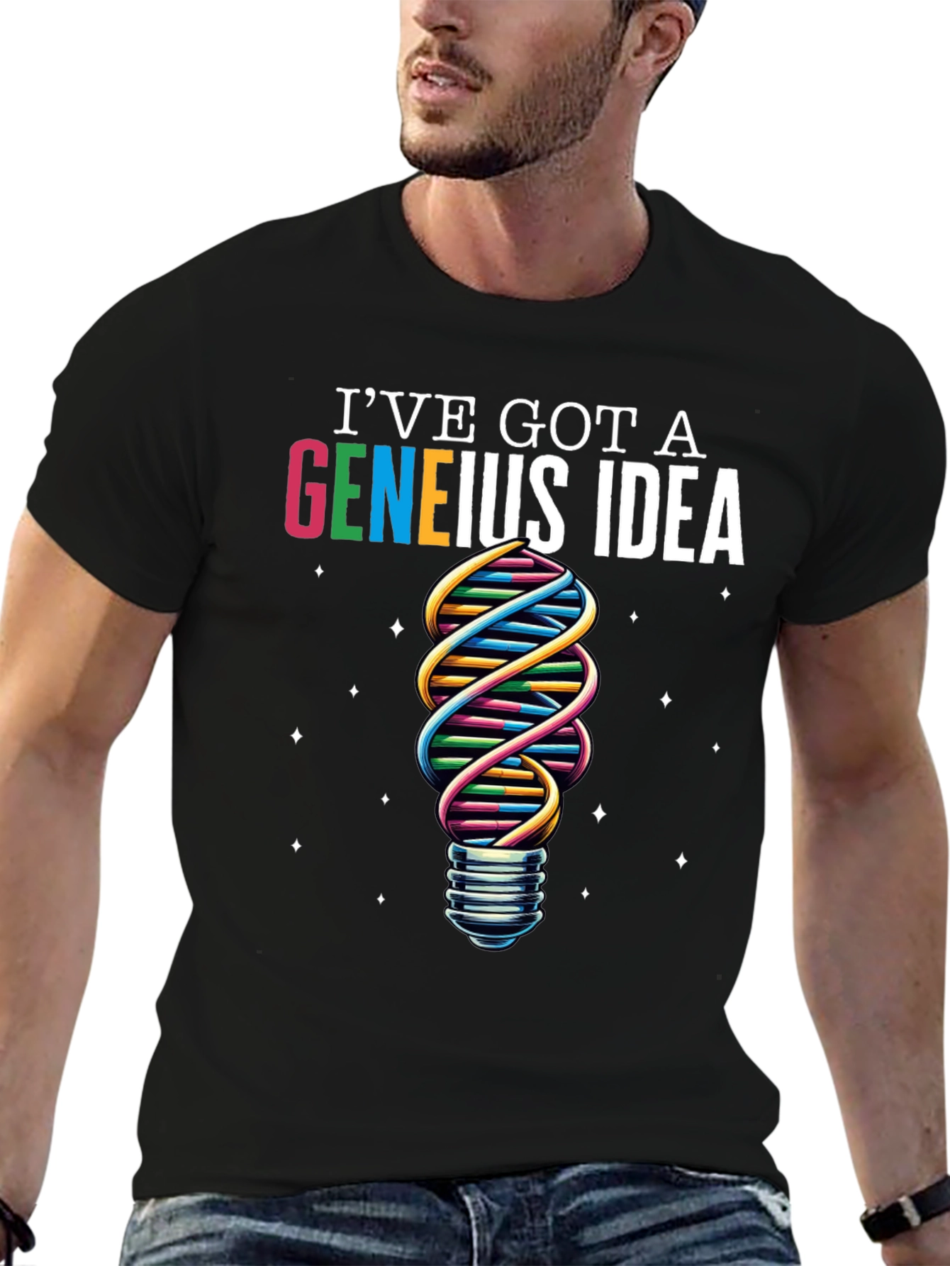 Geneius Idea T-Shirt - Science DNA Lightbulb Graphic Tee