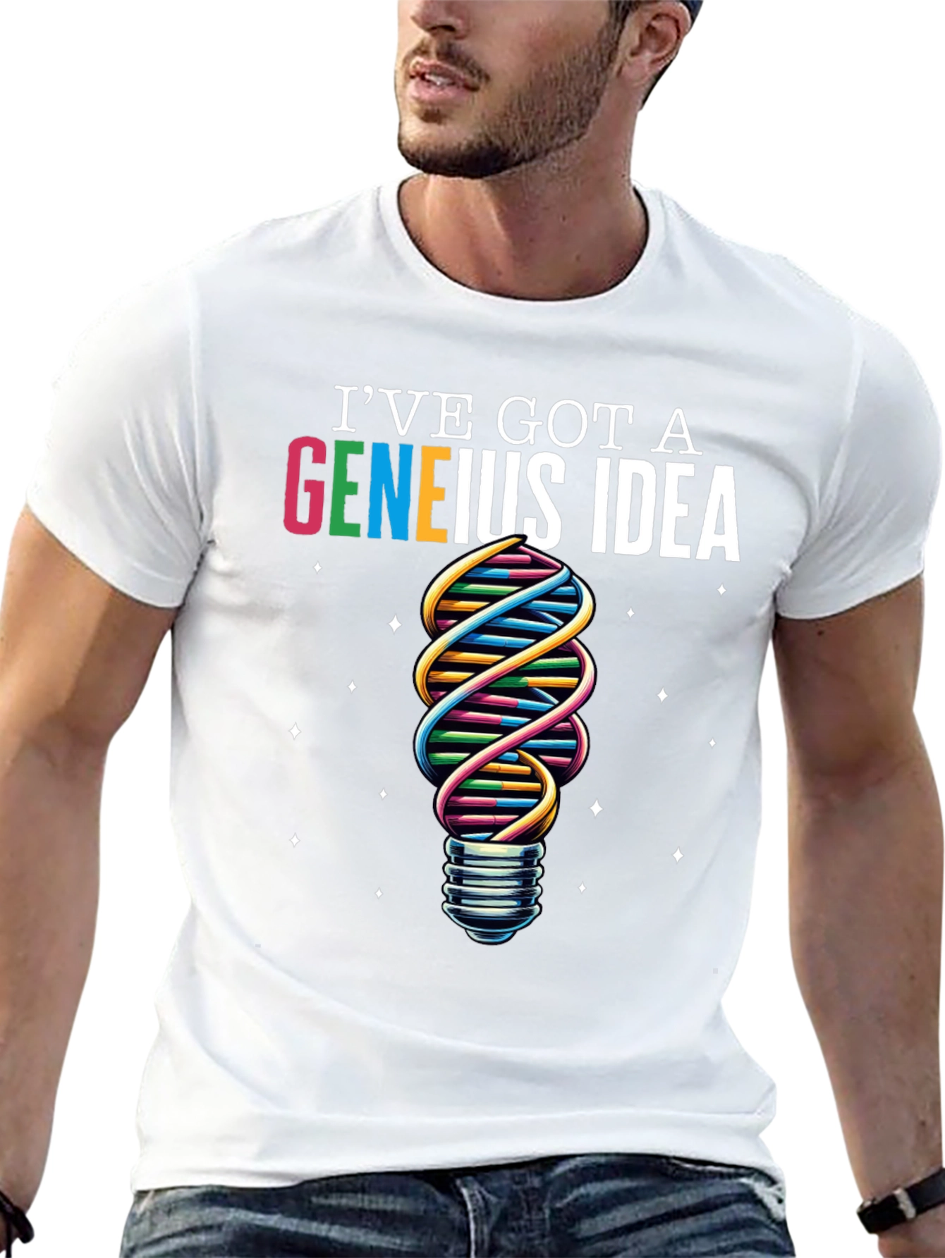 Geneius Idea T-Shirt - Science DNA Lightbulb Graphic Tee