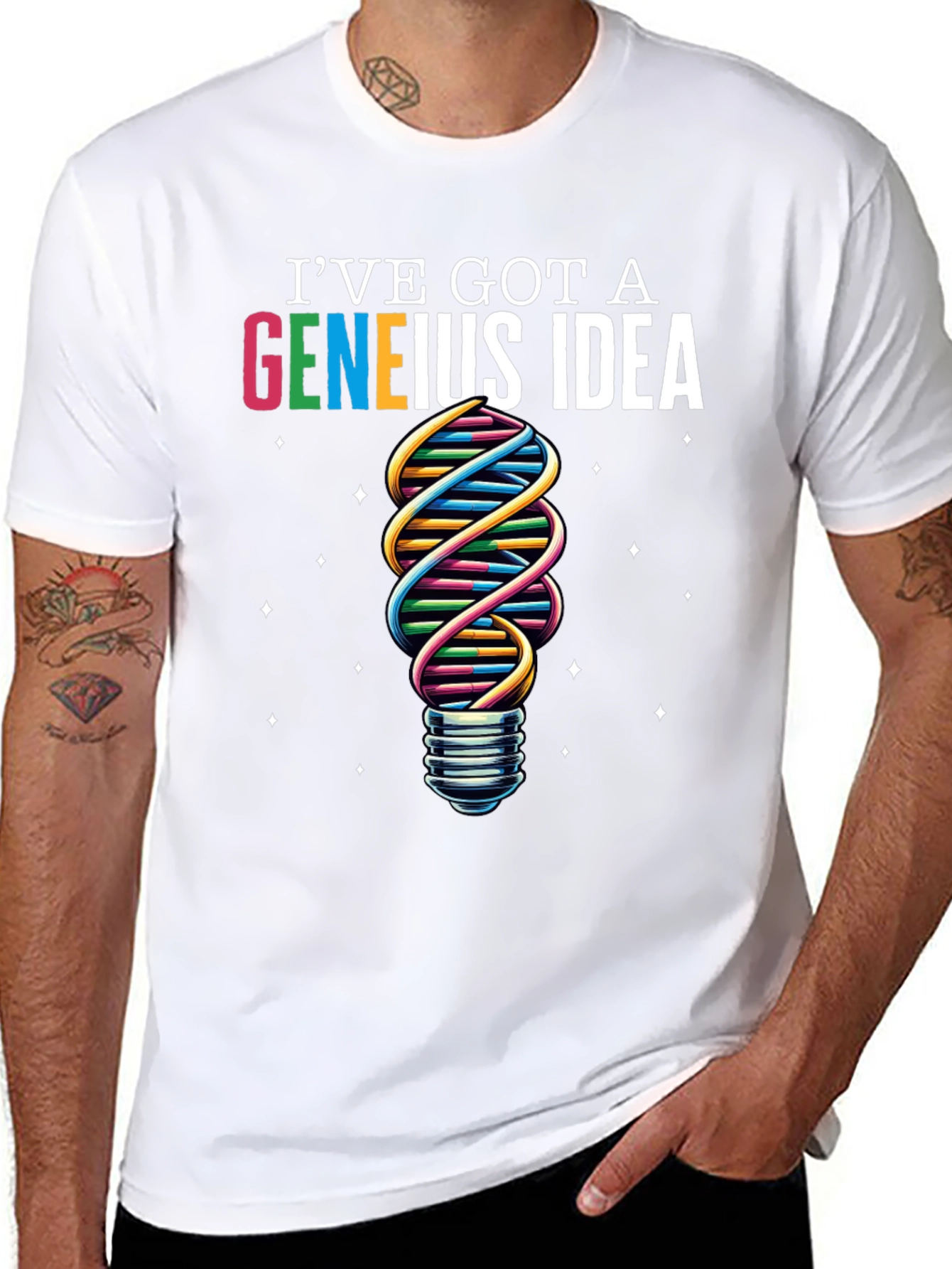 Geneius Idea T-Shirt - Science DNA Lightbulb Graphic Tee