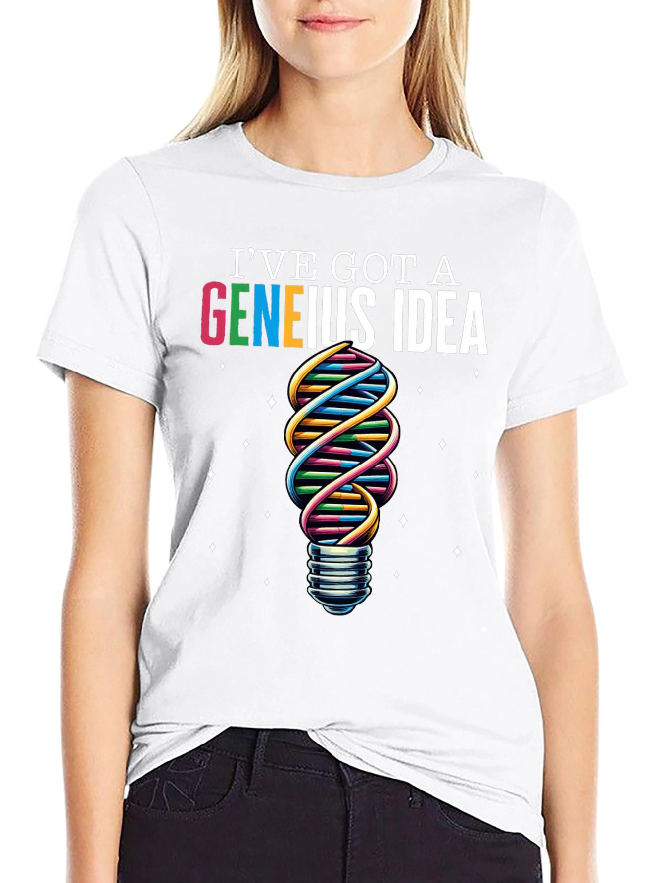 Geneius Idea T-Shirt - Science DNA Lightbulb Graphic Tee