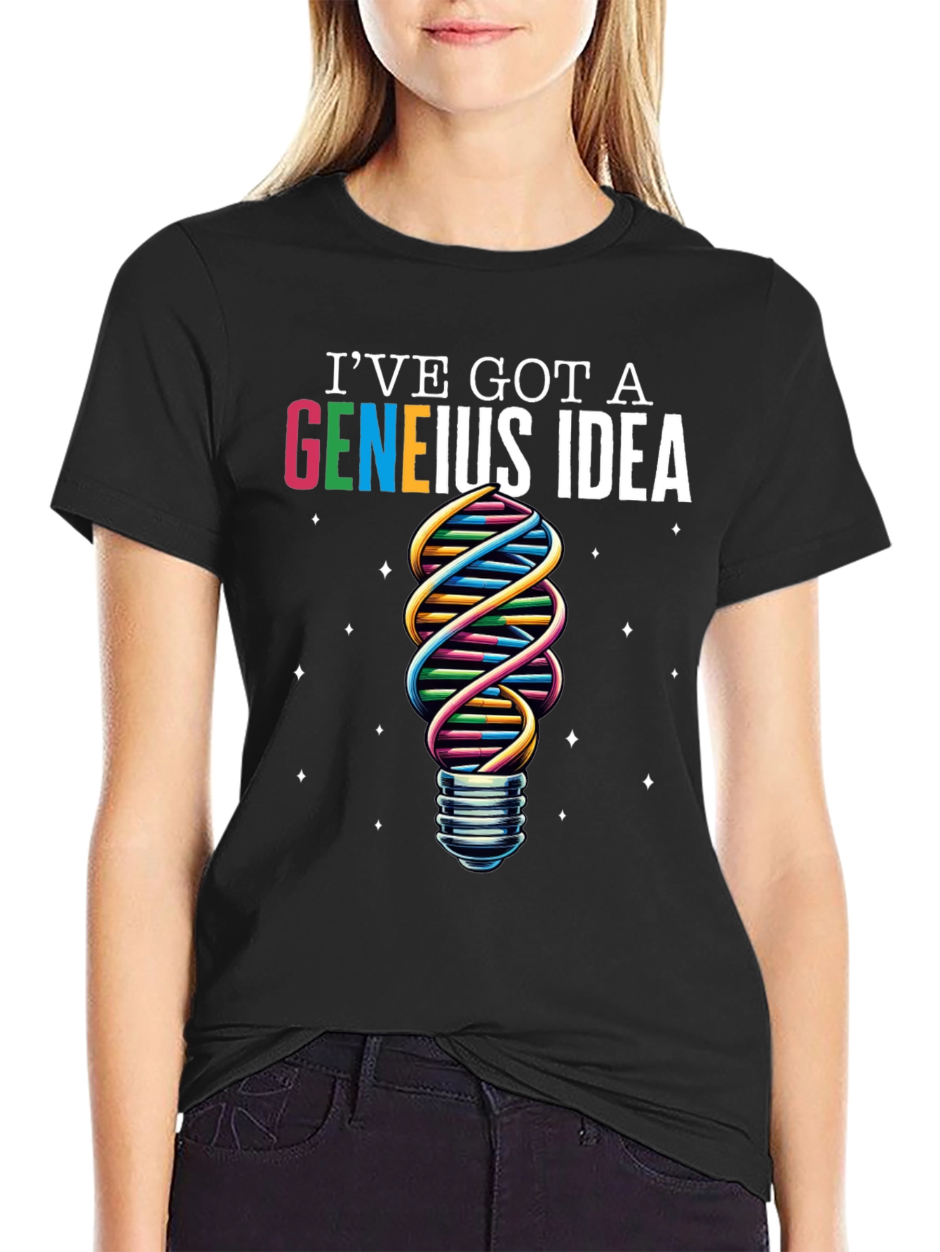 Geneius Idea T-Shirt - Science DNA Lightbulb Graphic Tee