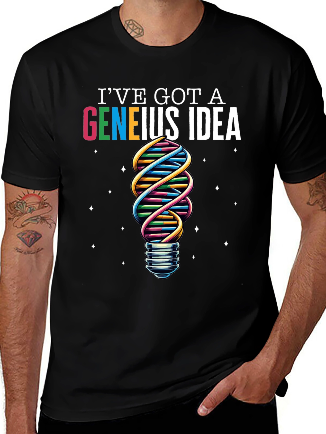 Geneius Idea T-Shirt - Science DNA Lightbulb Graphic Tee