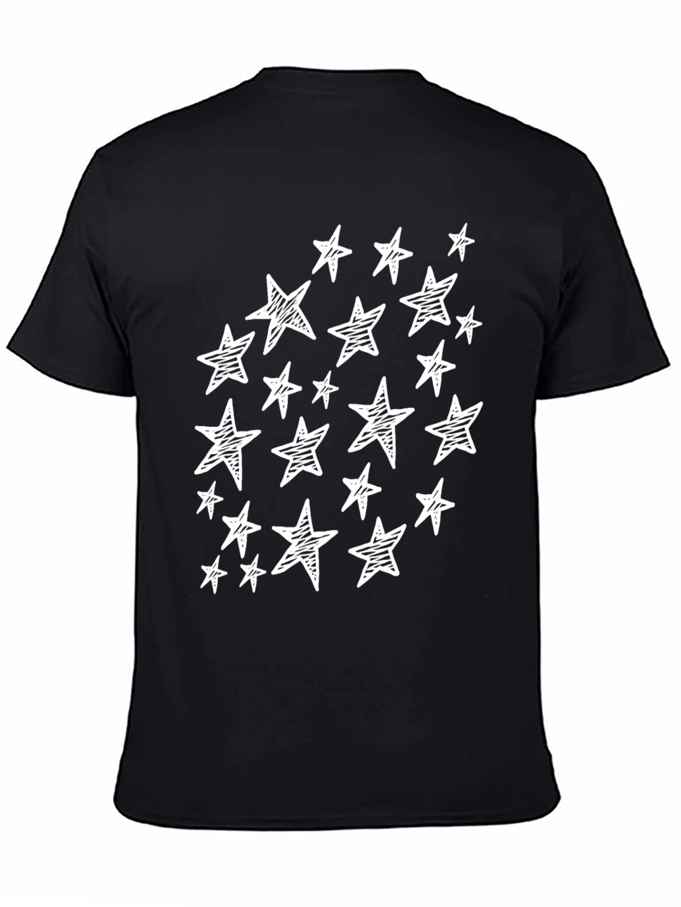 Sketch Star T-Shirt - Black Crew Neck Casual Tee