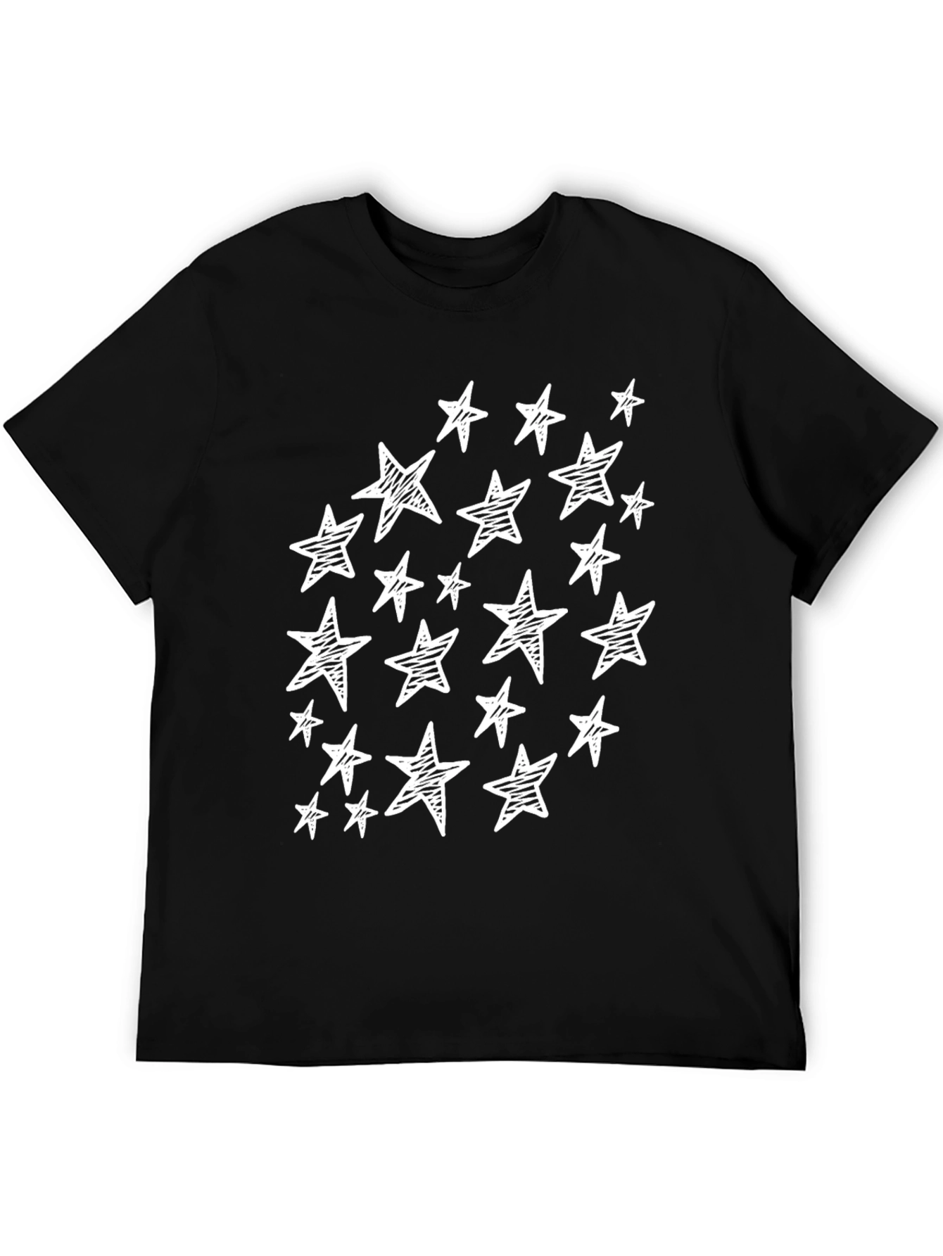 Sketch Star T-Shirt - Black Crew Neck Casual Tee