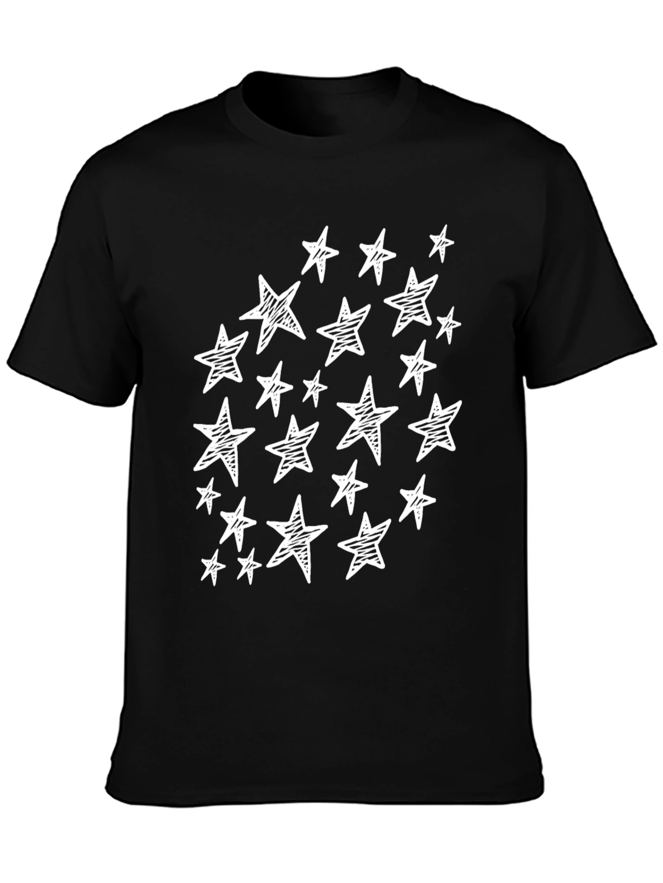 Sketch Star T-Shirt - Black Crew Neck Casual Tee