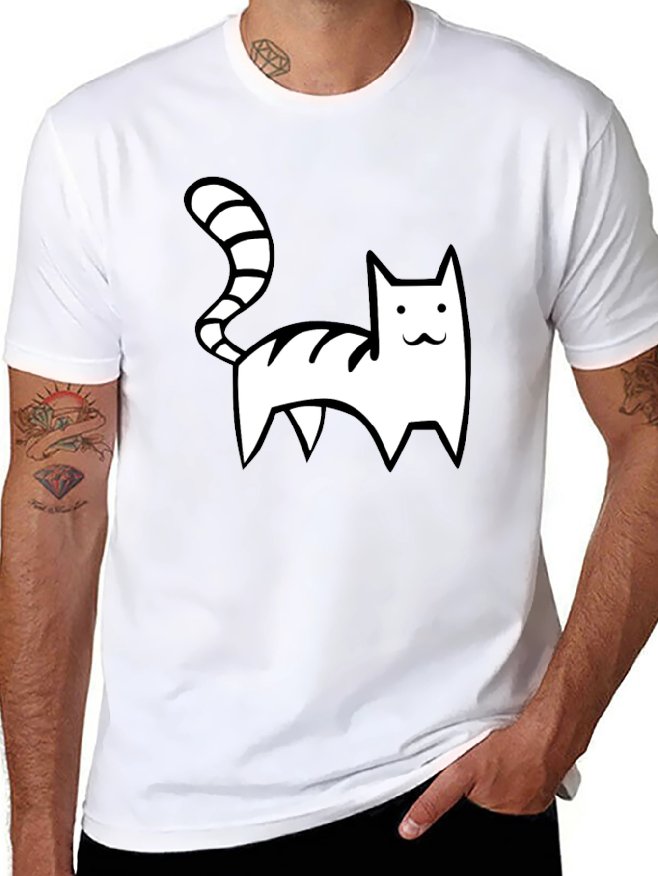 Cartoon Cat Graphic T-Shirt