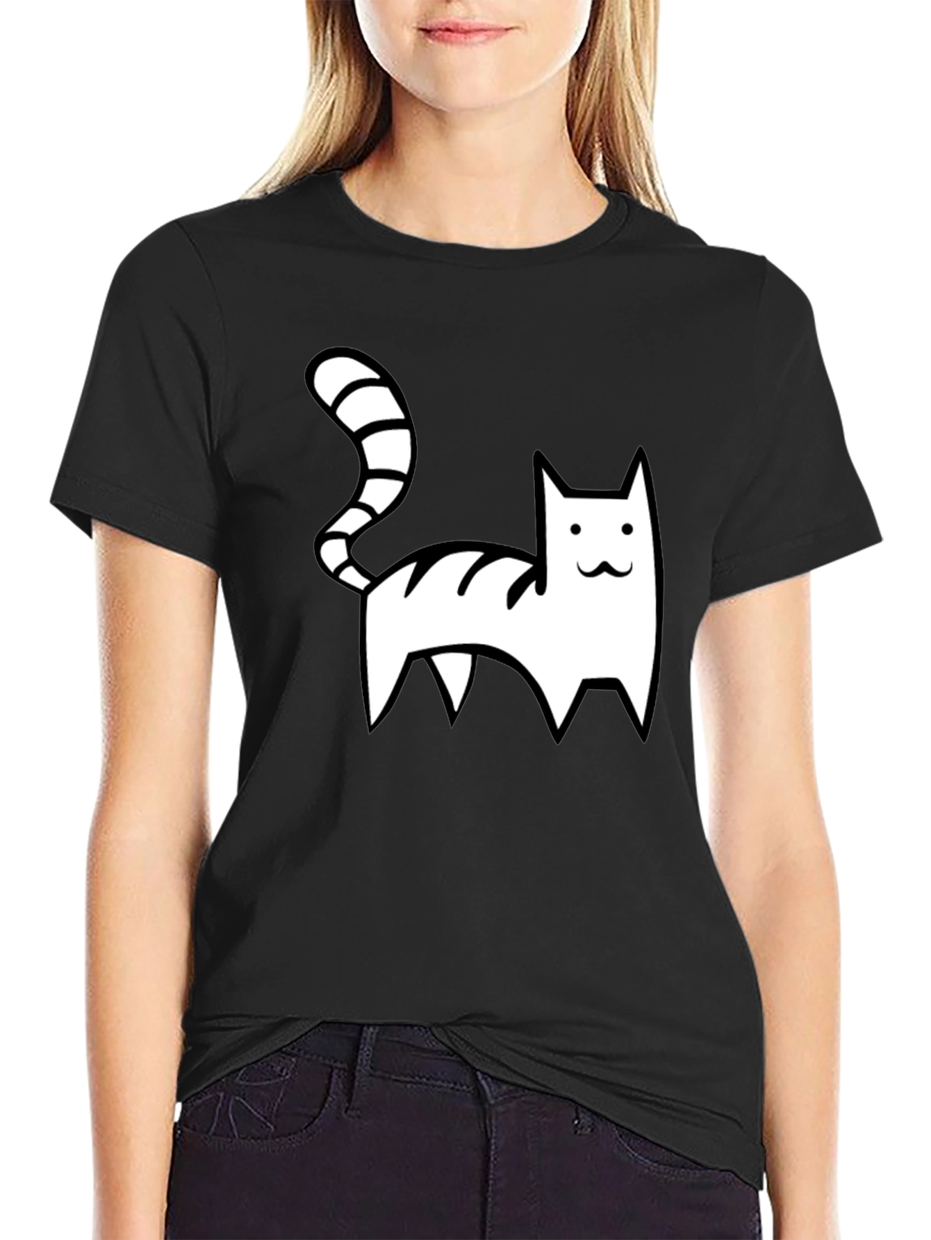 Cartoon Cat Graphic T-Shirt