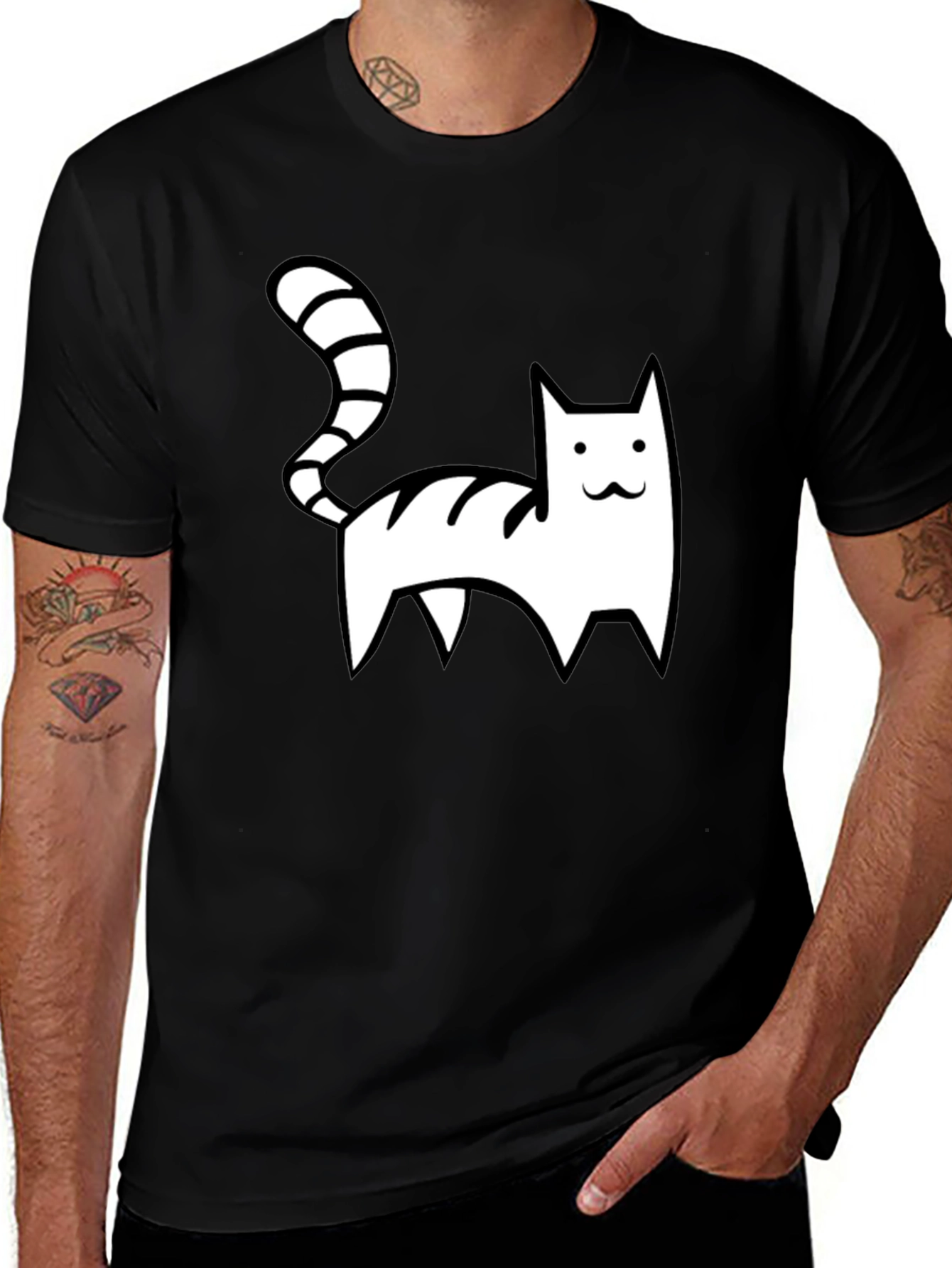 Cartoon Cat Graphic T-Shirt