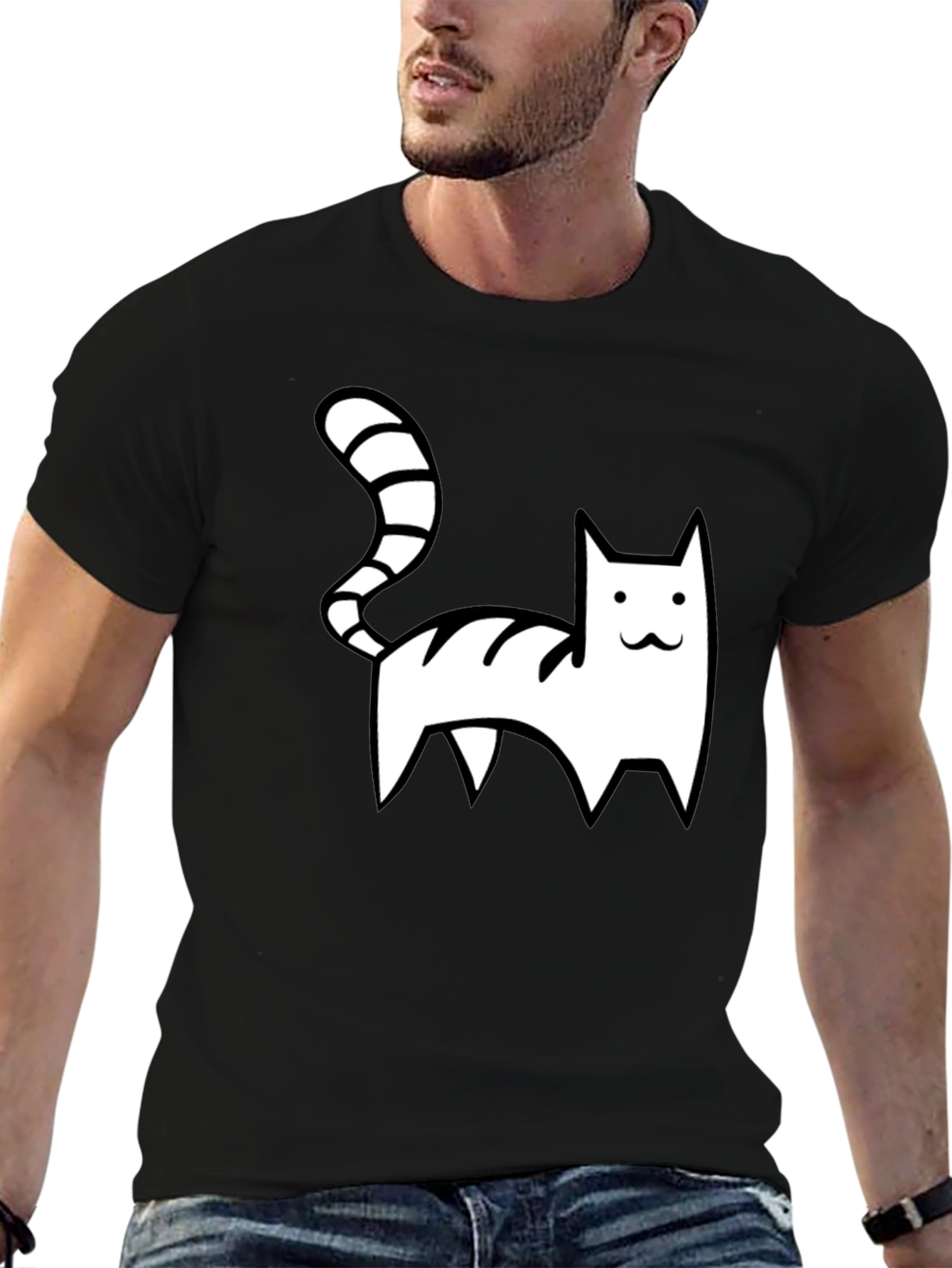 Cartoon Cat Graphic T-Shirt