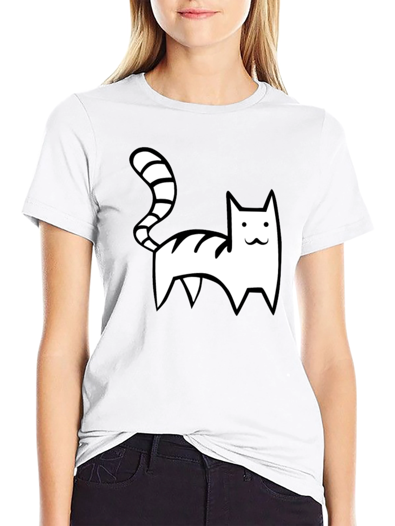 Cartoon Cat Graphic T-Shirt