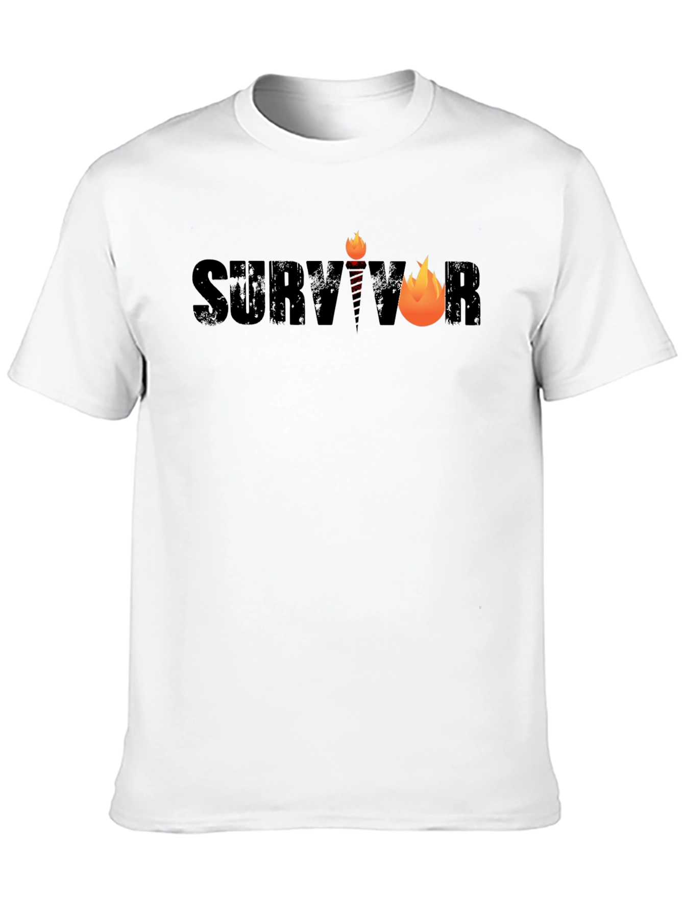 Survivor Graphic Tee - Black Cotton Blend T-Shirt