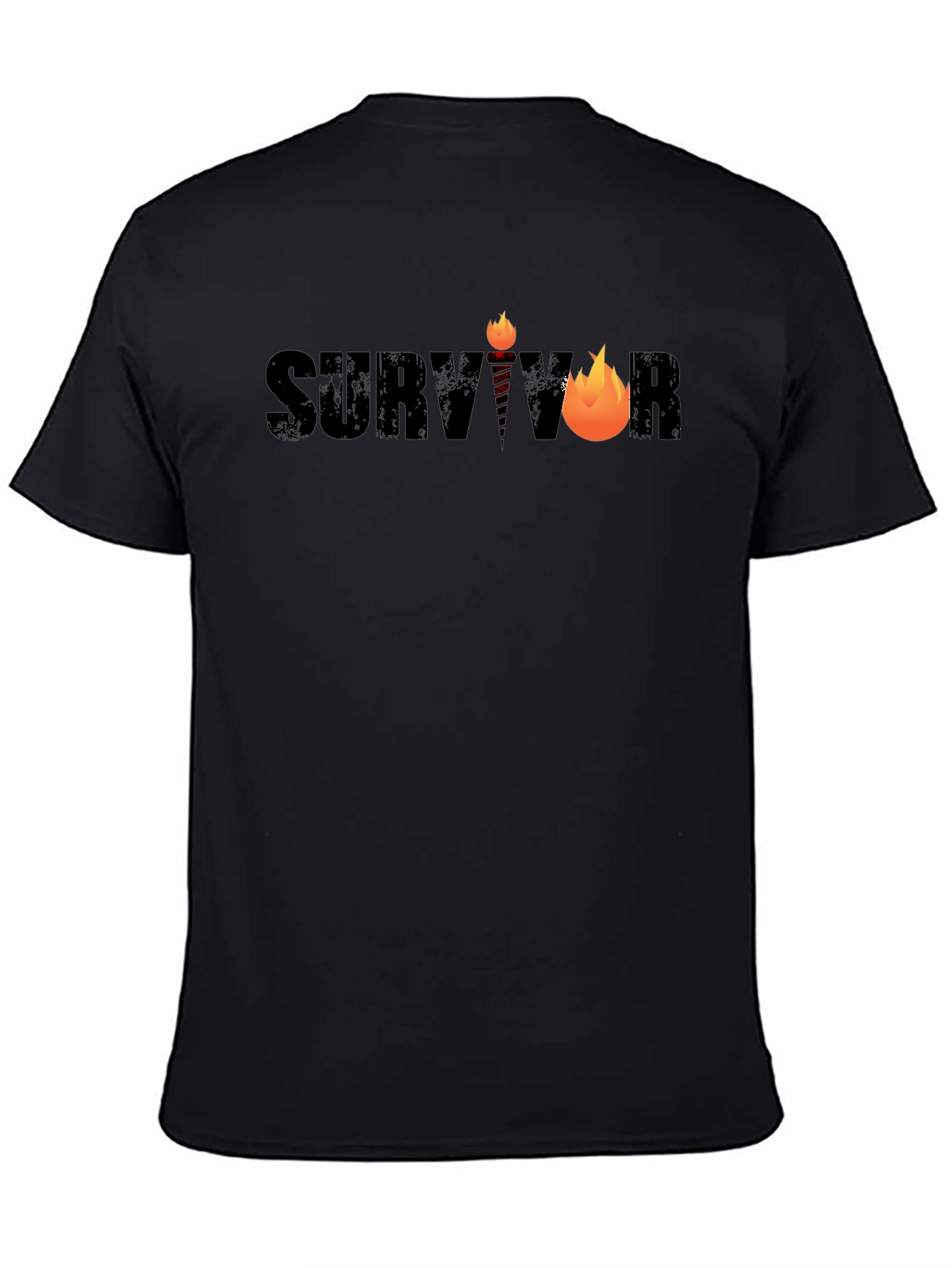Survivor Graphic Tee - Black Cotton Blend T-Shirt
