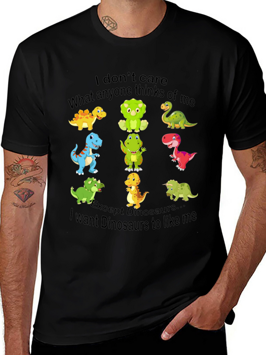 Funny Dinosaur Graphic T-Shirt - I Dont Care Dinosaurs Like Me