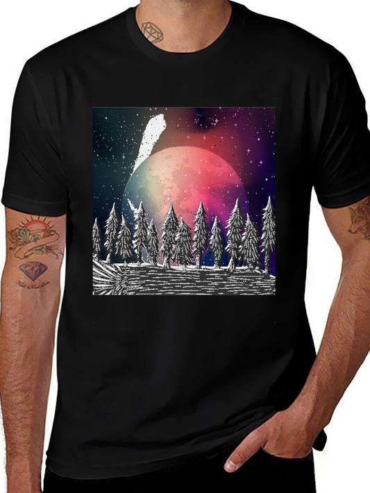 Cosmic Forest T-Shirt - Black Crew Neck