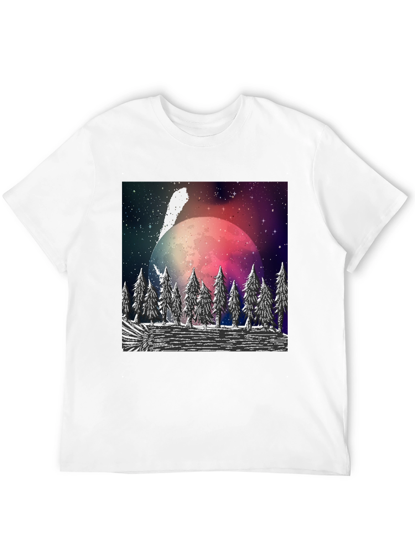 Cosmic Forest T-Shirt - Black Crew Neck