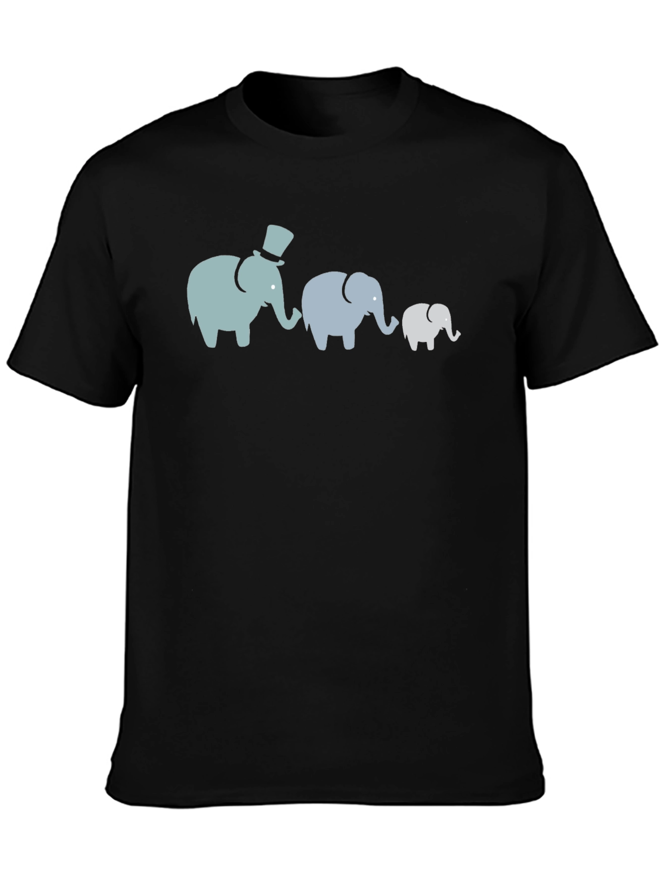 Elephant Family T-Shirt - Black Cotton Tee