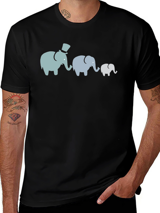 Elephant Family T-Shirt - Black Cotton Tee