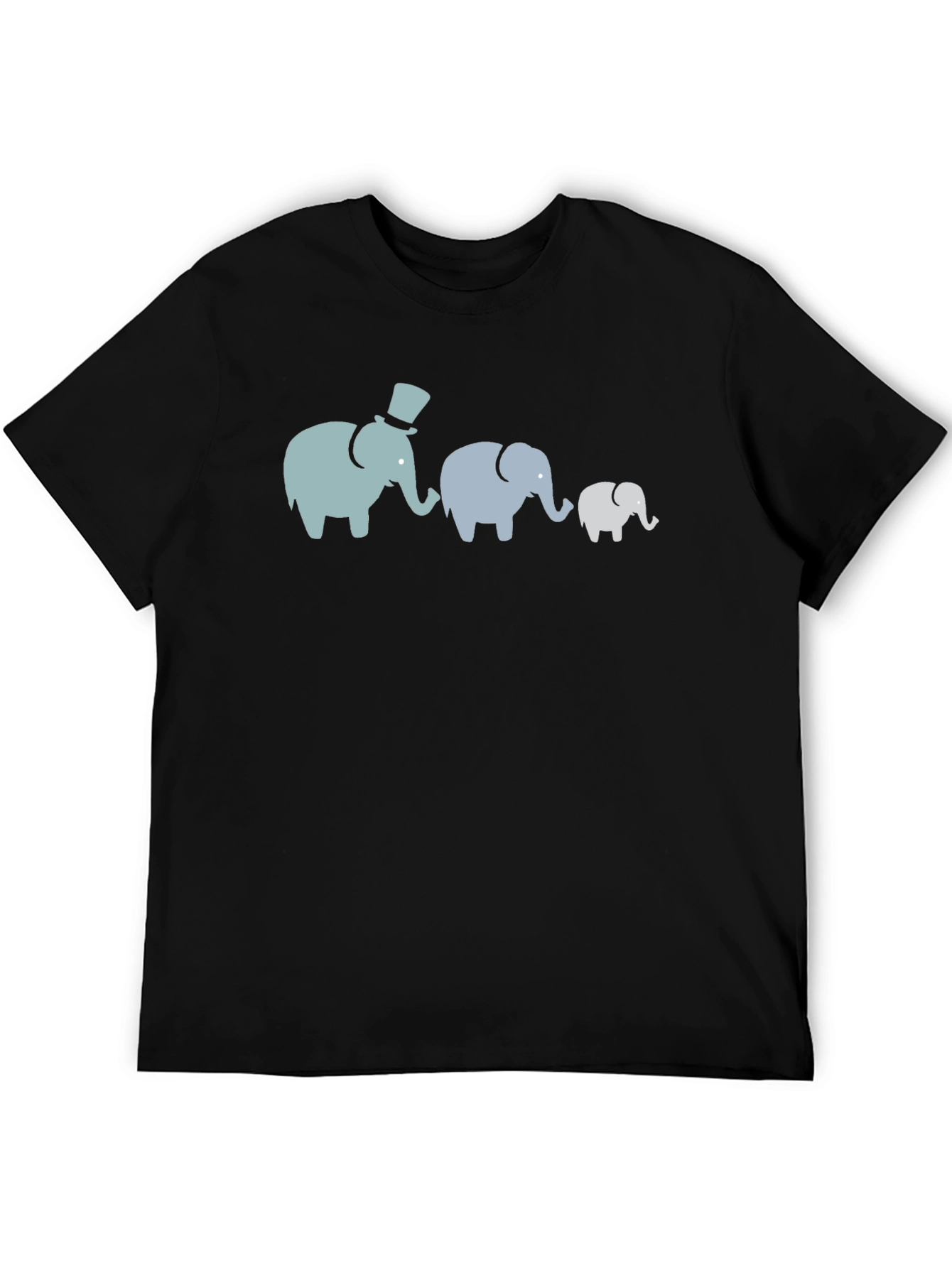 Elephant Family T-Shirt - Black Cotton Tee