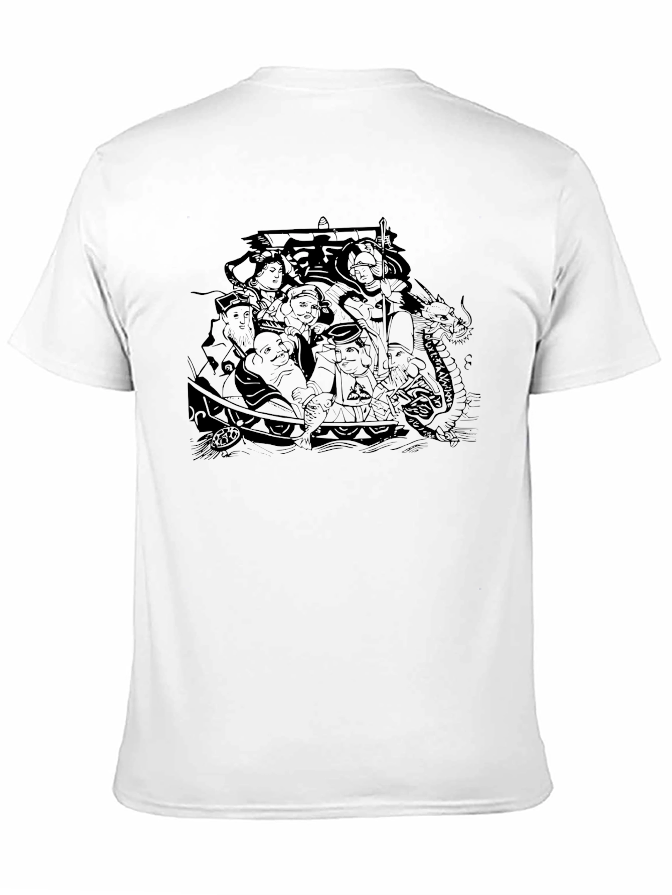 Black T-Shirt with Detailed Boat Graphic