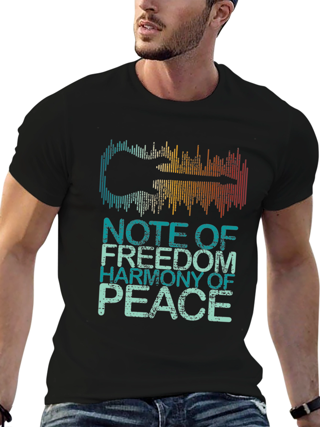 Guitar Soundwave Graphic Tee - Freedom Harmony Peace