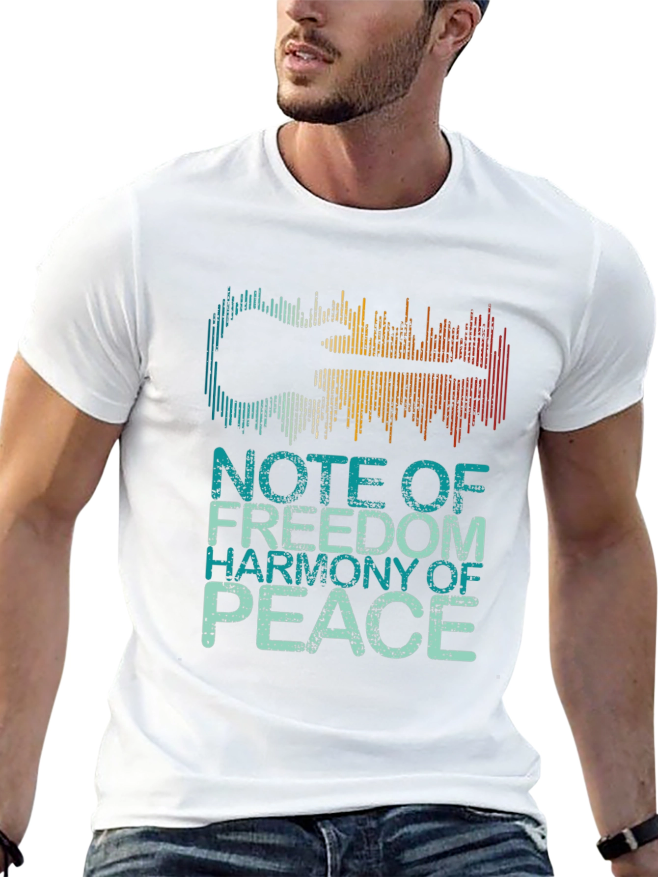 Guitar Soundwave Graphic Tee - Freedom Harmony Peace