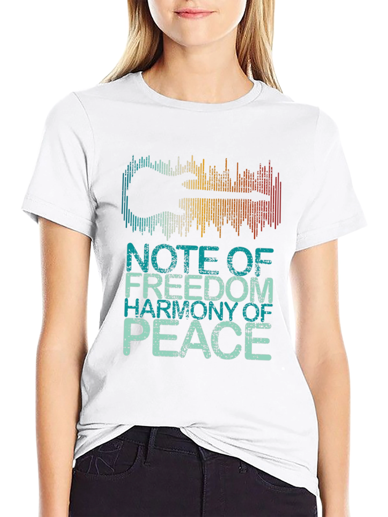Guitar Soundwave Graphic Tee - Freedom Harmony Peace