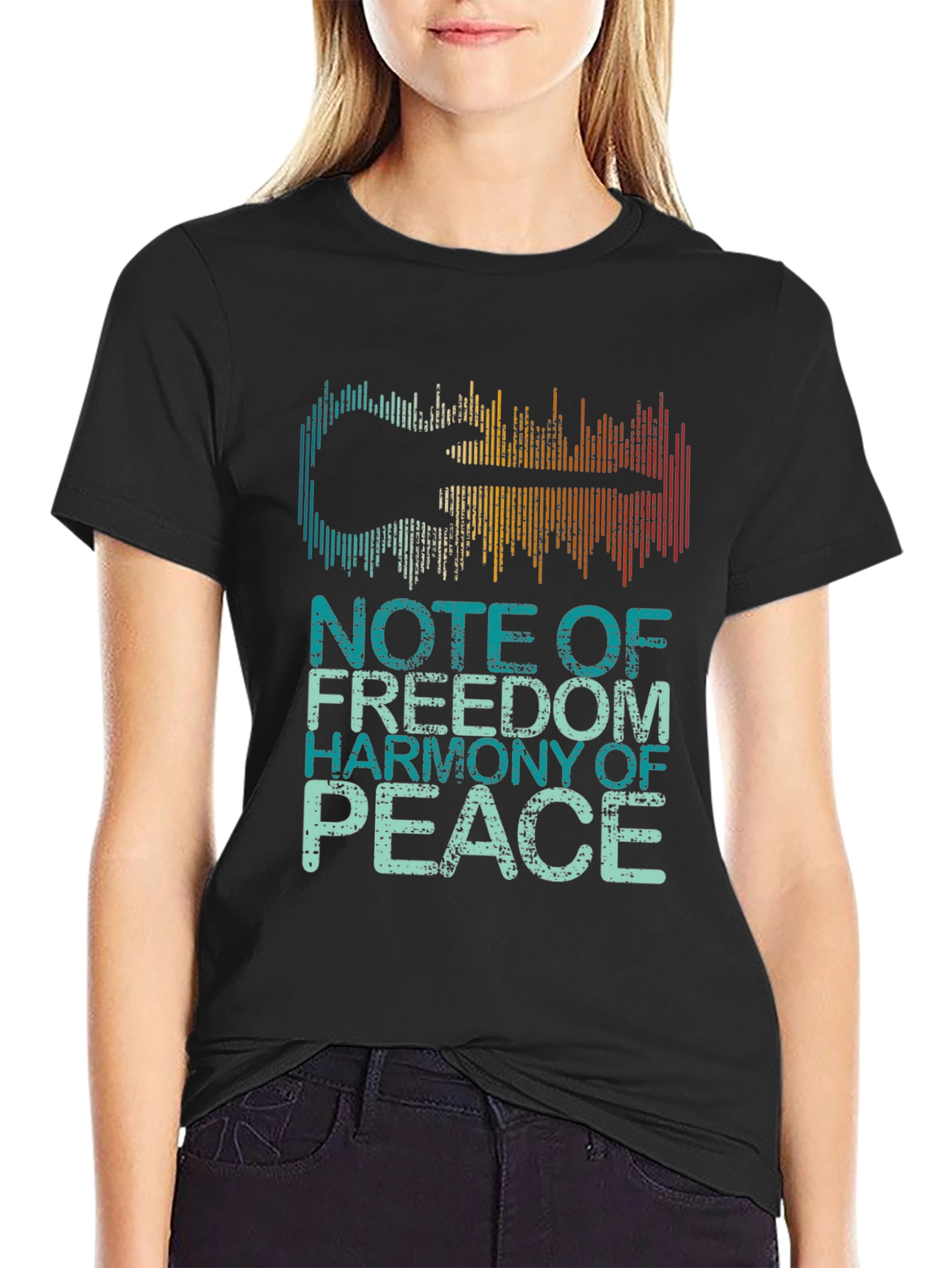 Guitar Soundwave Graphic Tee - Freedom Harmony Peace