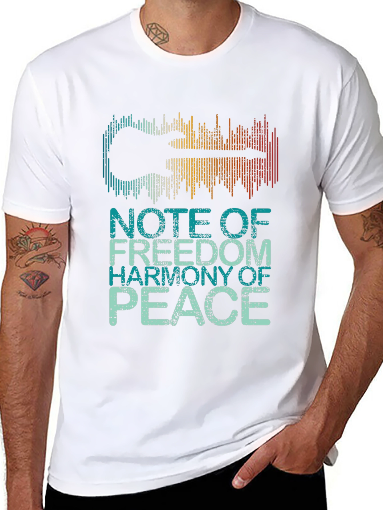 Guitar Soundwave Graphic Tee - Freedom Harmony Peace