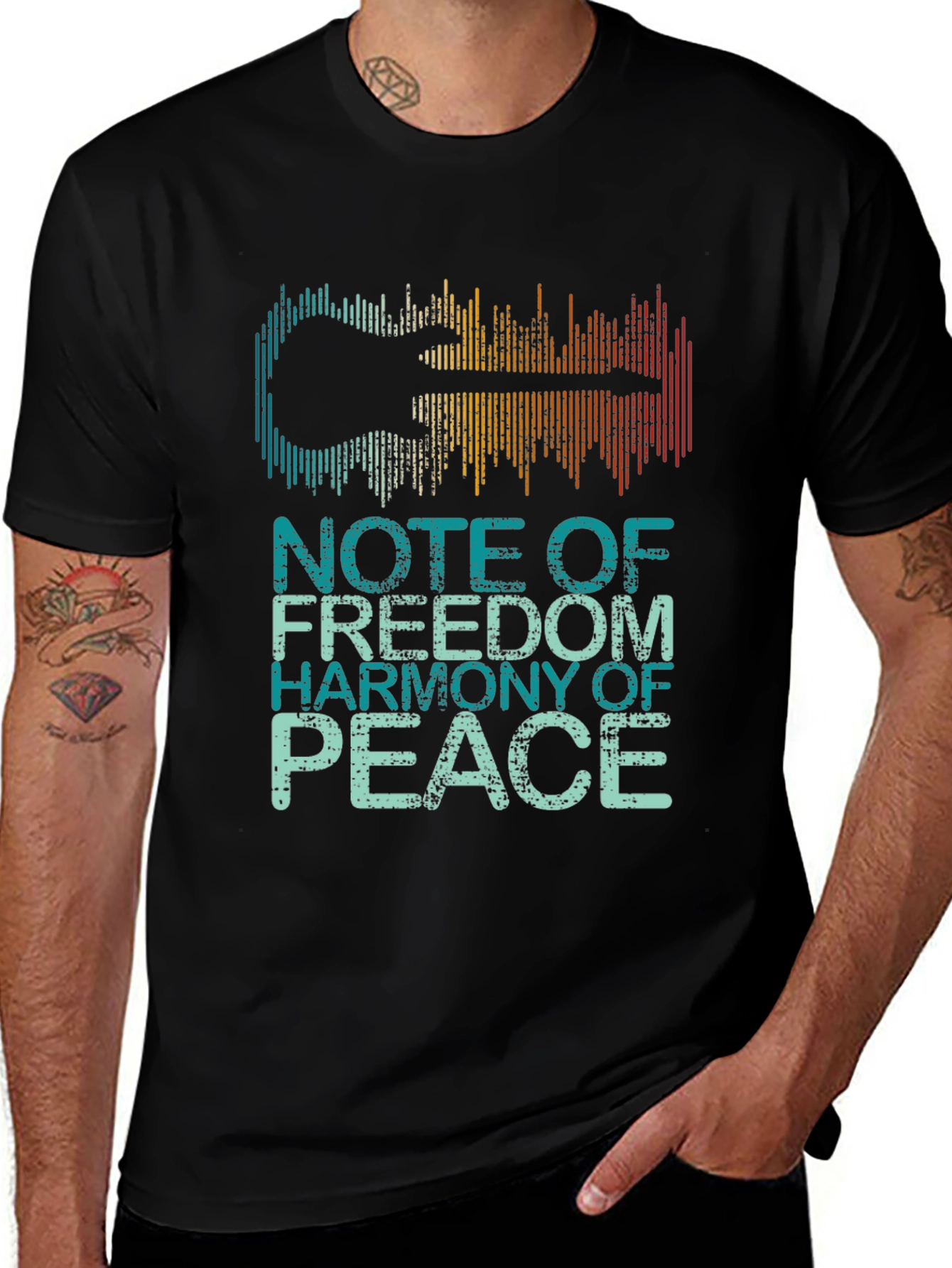 Guitar Soundwave Graphic Tee - Freedom Harmony Peace