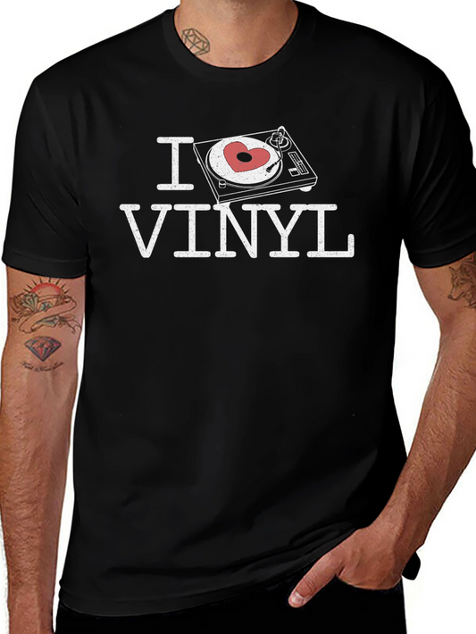 I Love Vinyl Record Player T-Shirt - Music Lover Tee