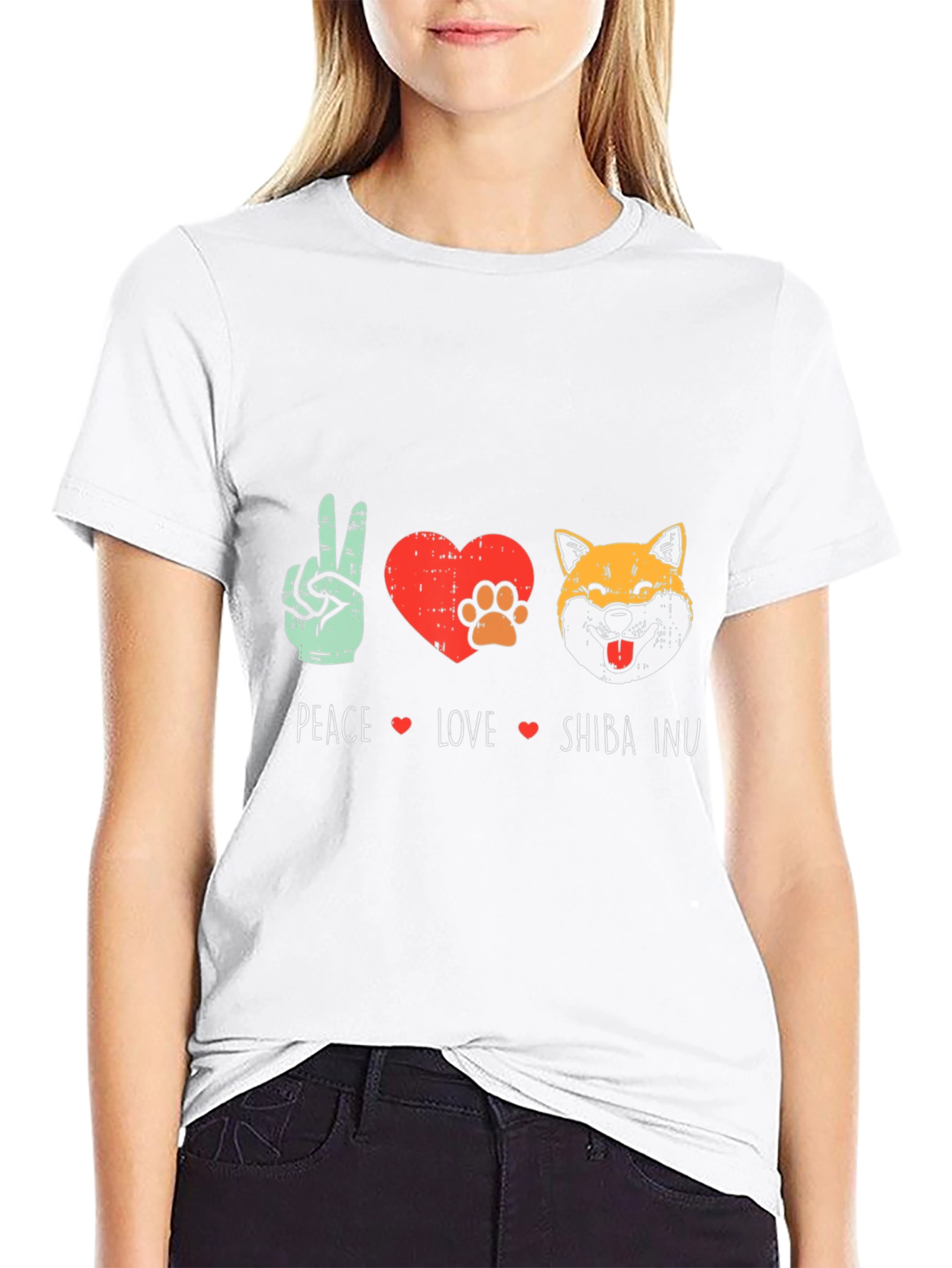Peace Love Shiba Inu T-Shirt - Black
