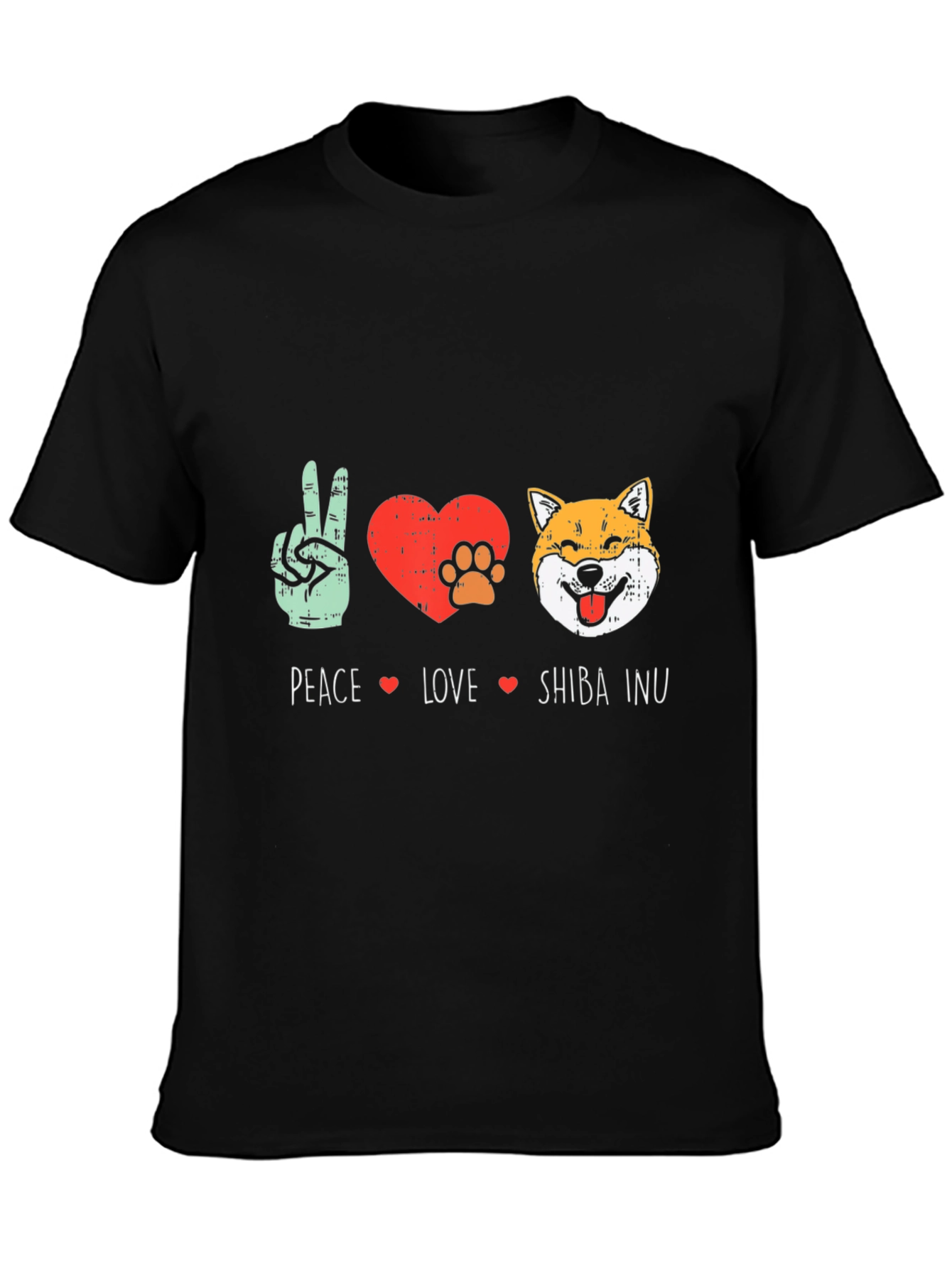 Peace Love Shiba Inu T-Shirt - Black