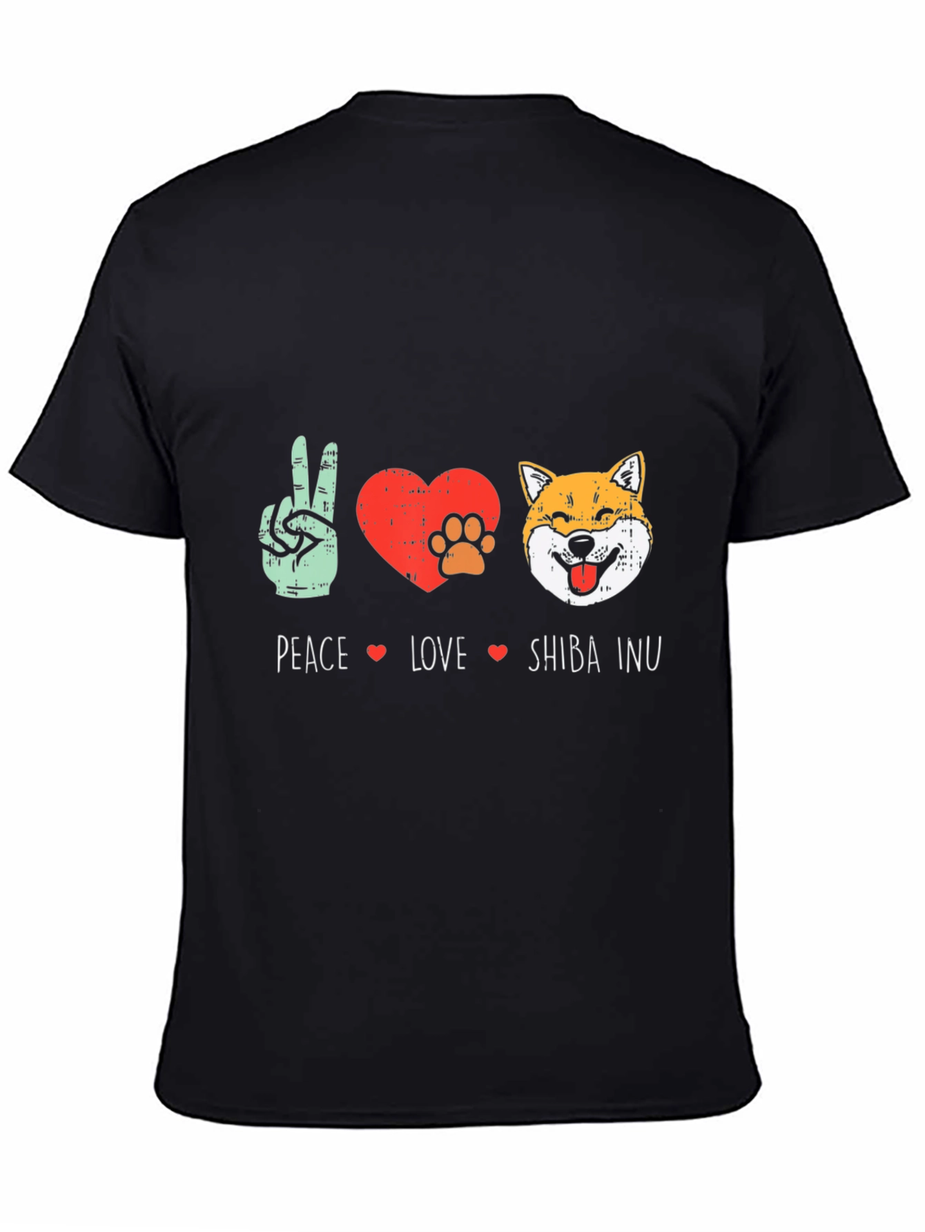 Peace Love Shiba Inu T-Shirt - Black