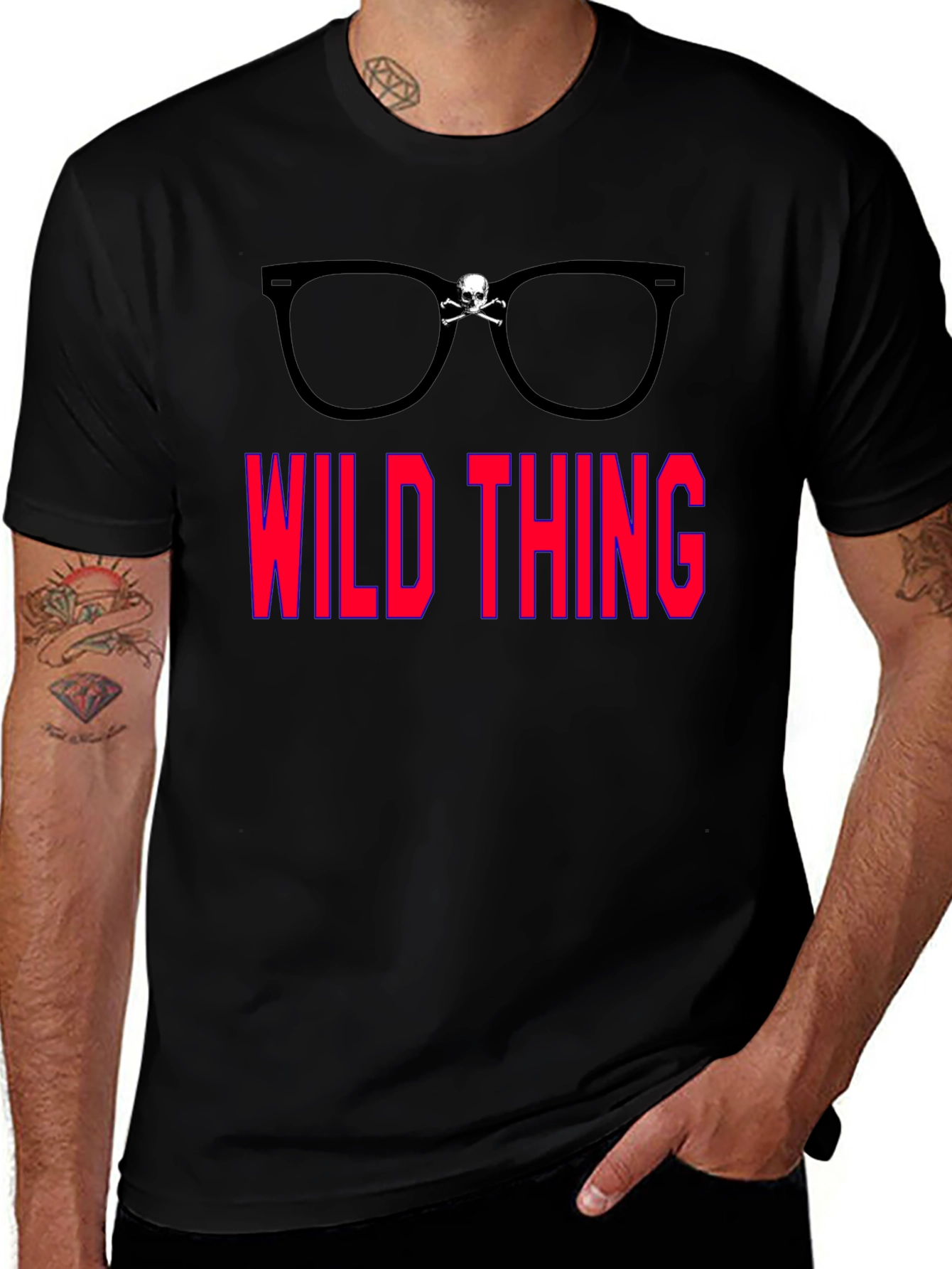 Wild Thing Skull Glasses Graphic T-Shirt