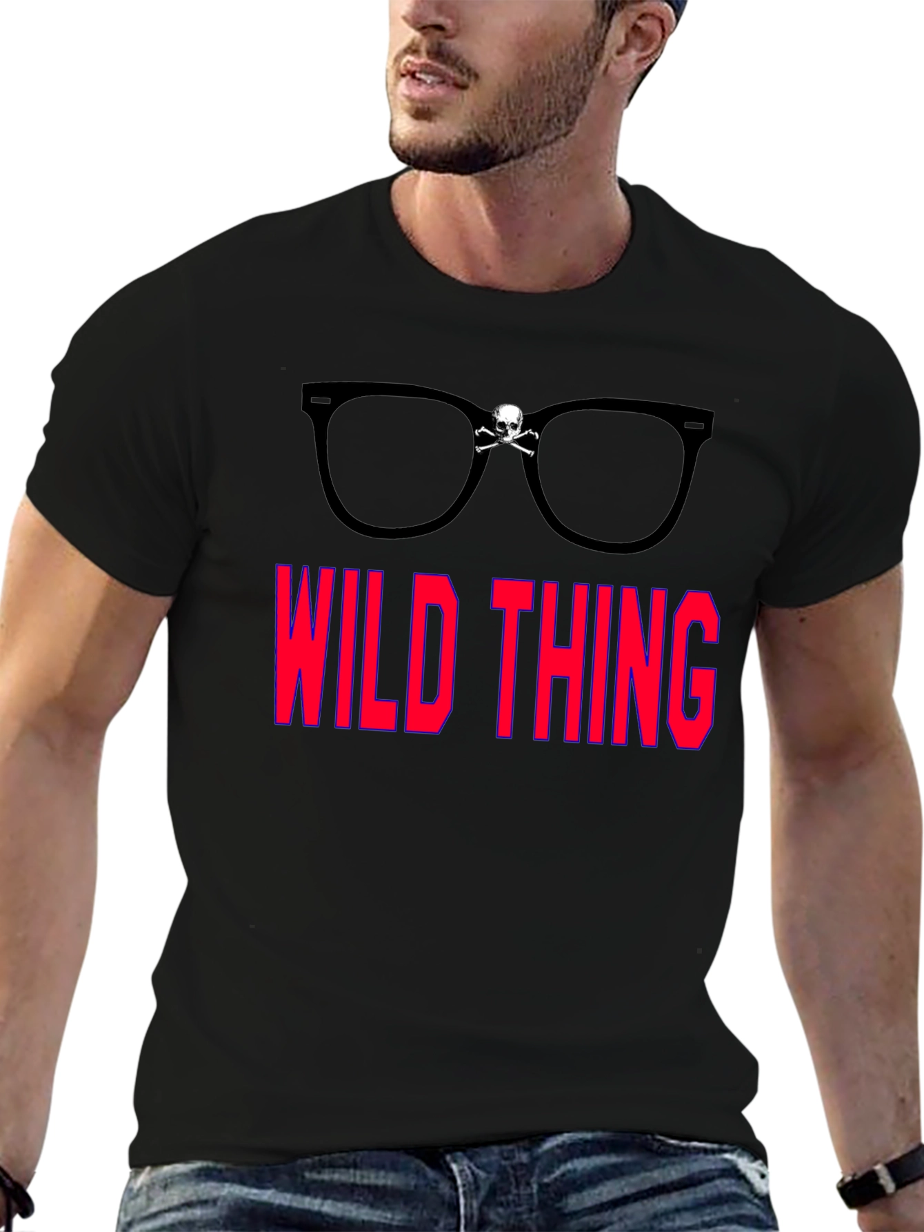 Wild Thing Skull Glasses Graphic T-Shirt