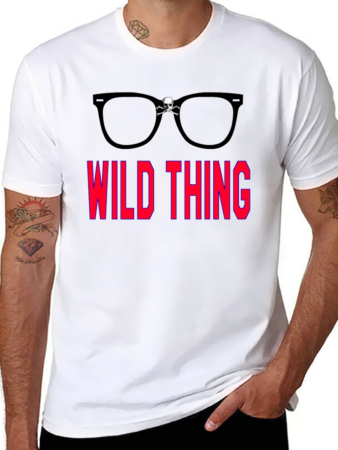 Wild Thing Skull Glasses Graphic T-Shirt