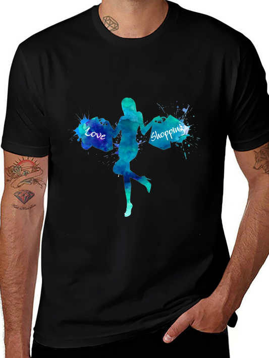 Love Shopping Tee - Watercolor Graphic