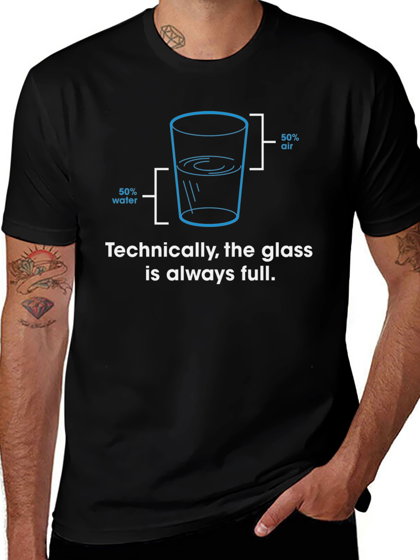 Always Full Glass Humor Graphic Tee - Black