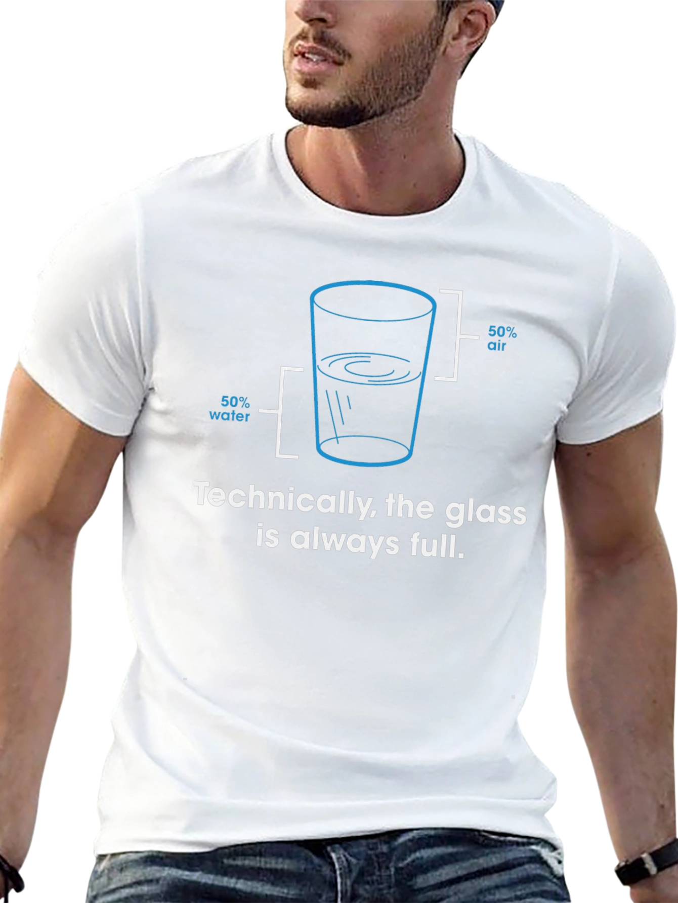 Always Full Glass Humor Graphic Tee - Black