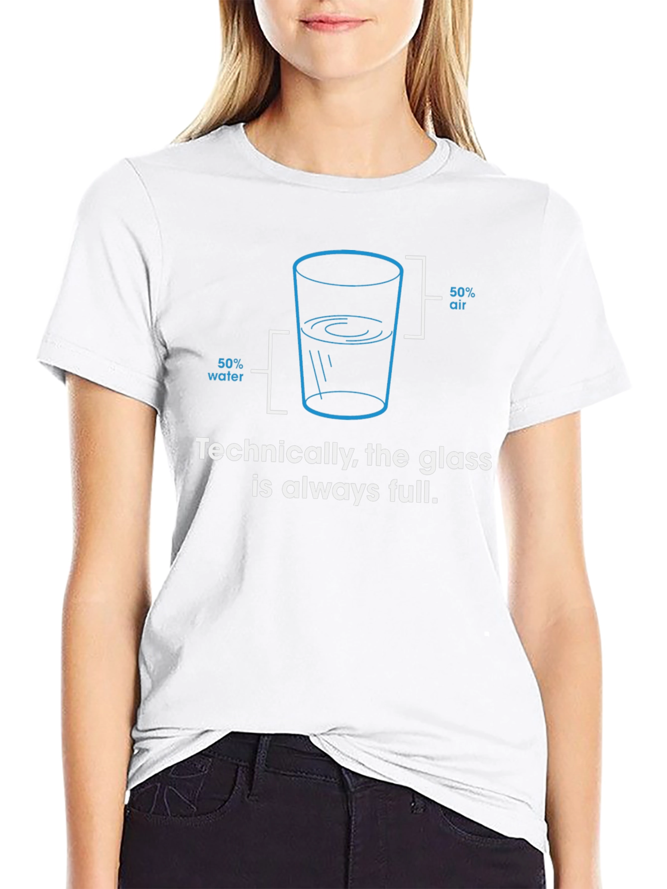 Always Full Glass Humor Graphic Tee - Black