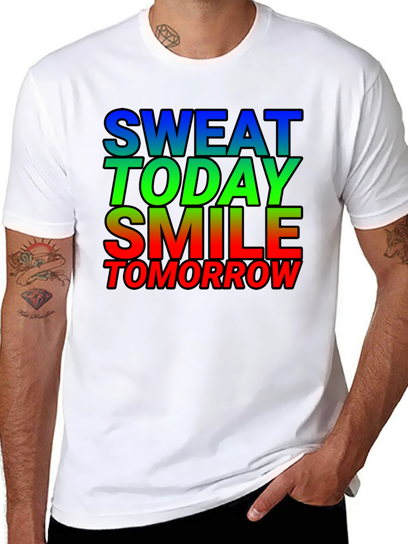Motivational Sweat Today Smile Tomorrow Graphic Tee