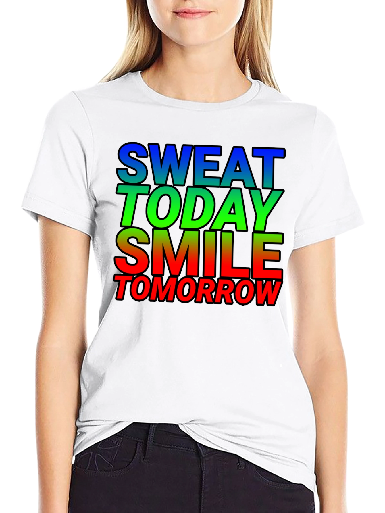 Motivational Sweat Today Smile Tomorrow Graphic Tee