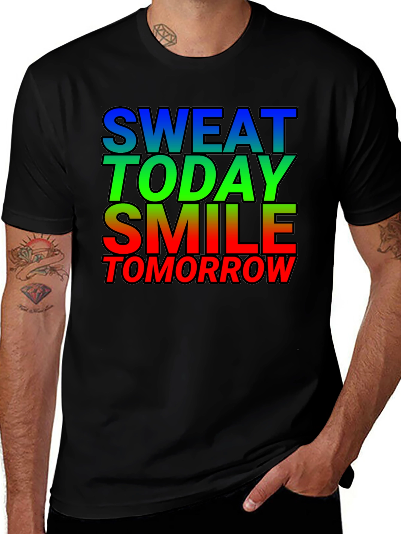 Motivational Sweat Today Smile Tomorrow Graphic Tee