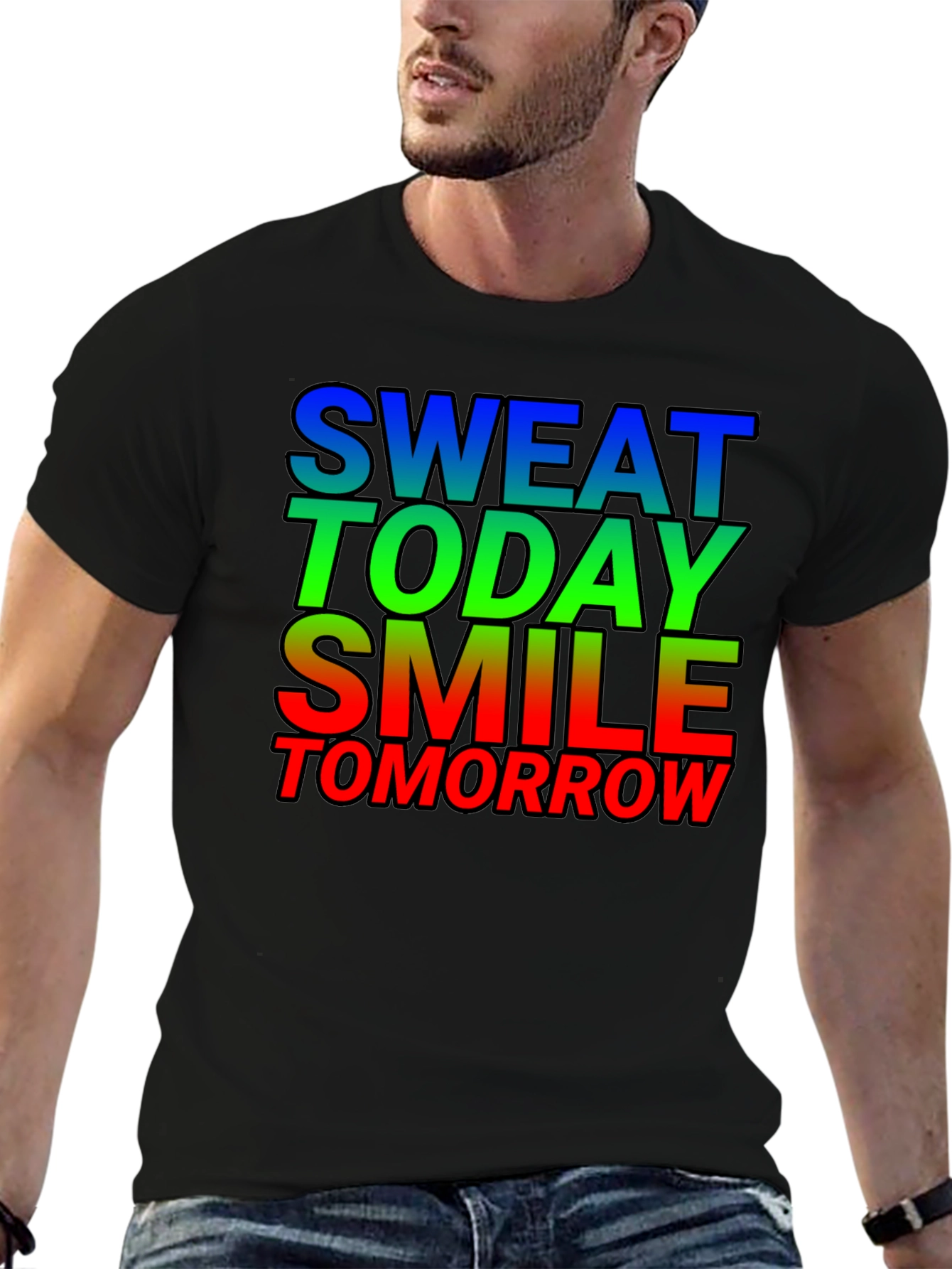 Motivational Sweat Today Smile Tomorrow Graphic Tee