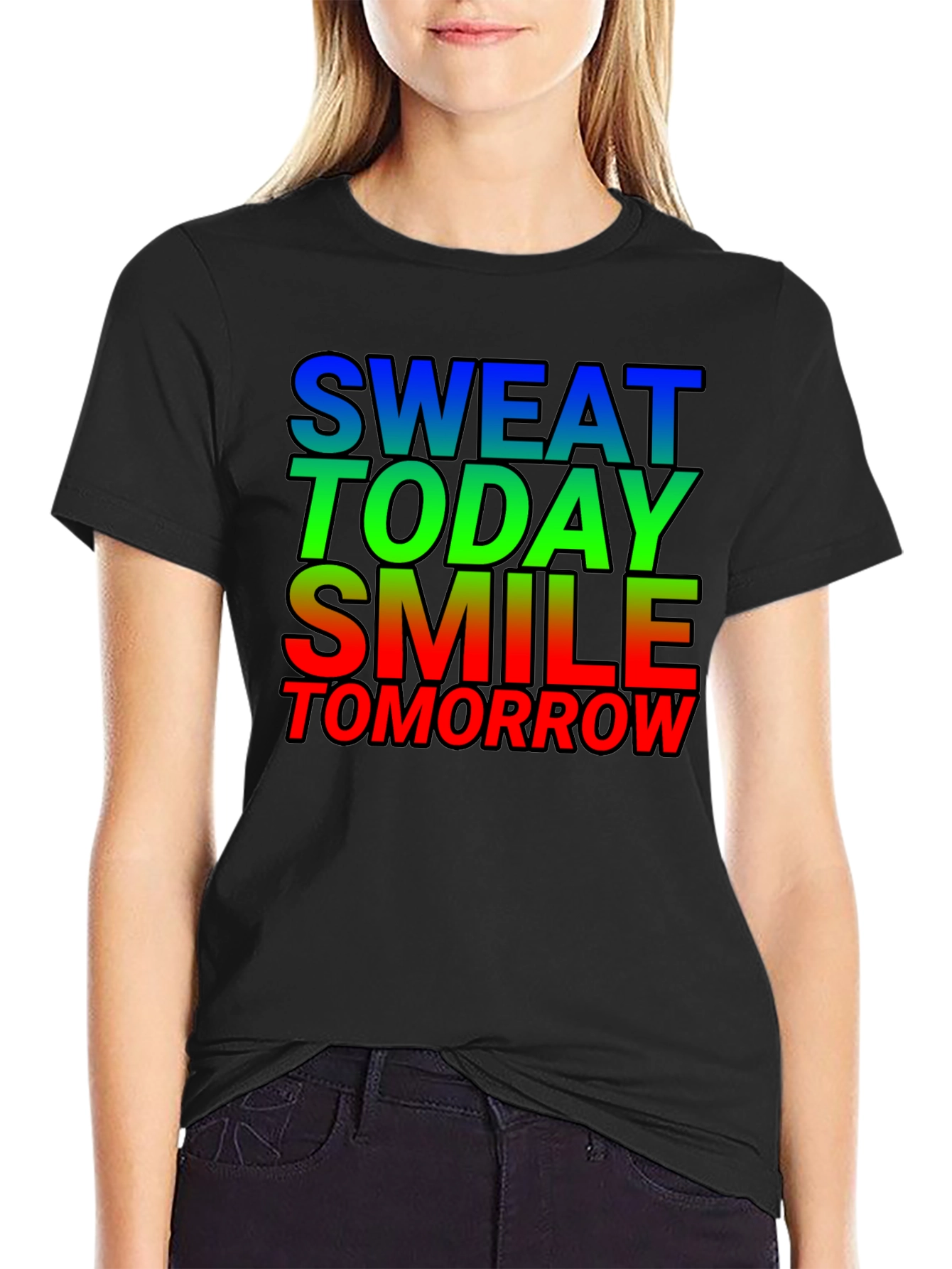Motivational Sweat Today Smile Tomorrow Graphic Tee