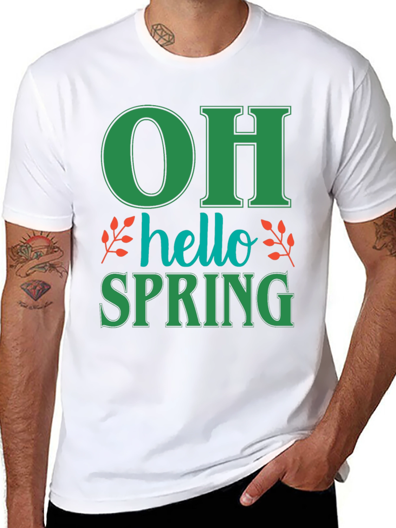 Oh Hello Spring T-Shirt - Green Graphic Tee