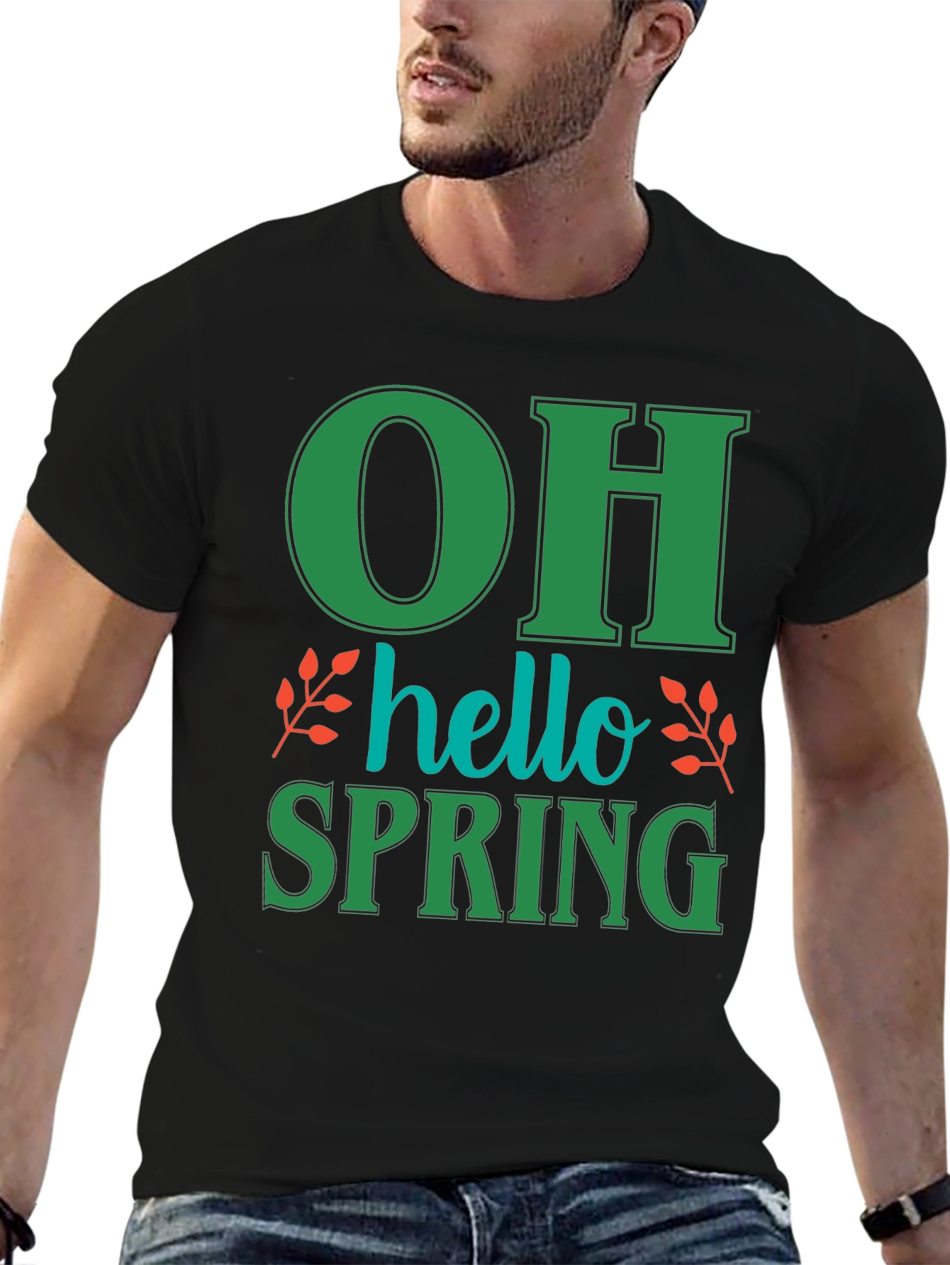 Oh Hello Spring T-Shirt - Green Graphic Tee