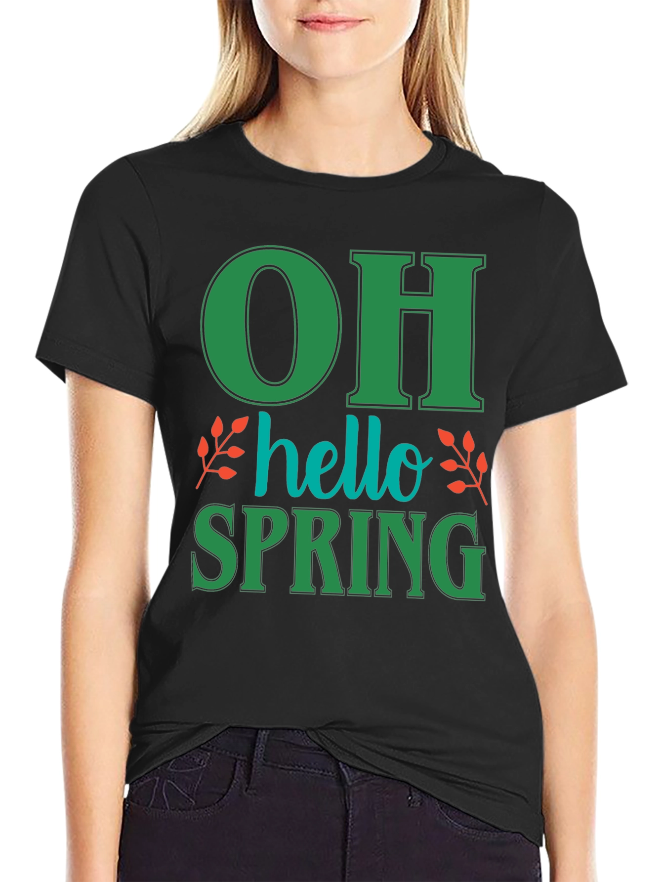 Oh Hello Spring T-Shirt - Green Graphic Tee