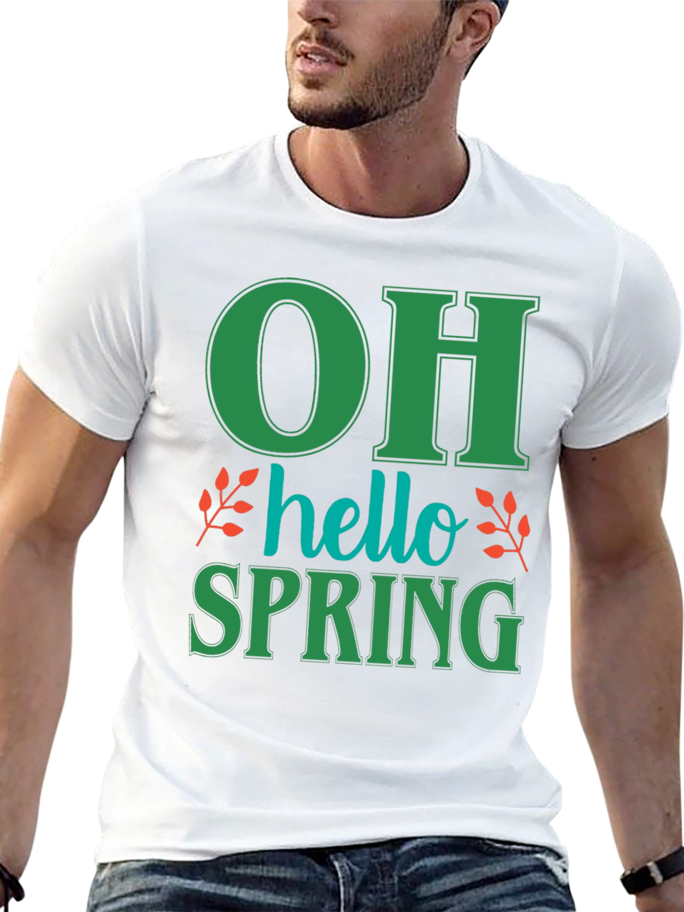 Oh Hello Spring T-Shirt - Green Graphic Tee