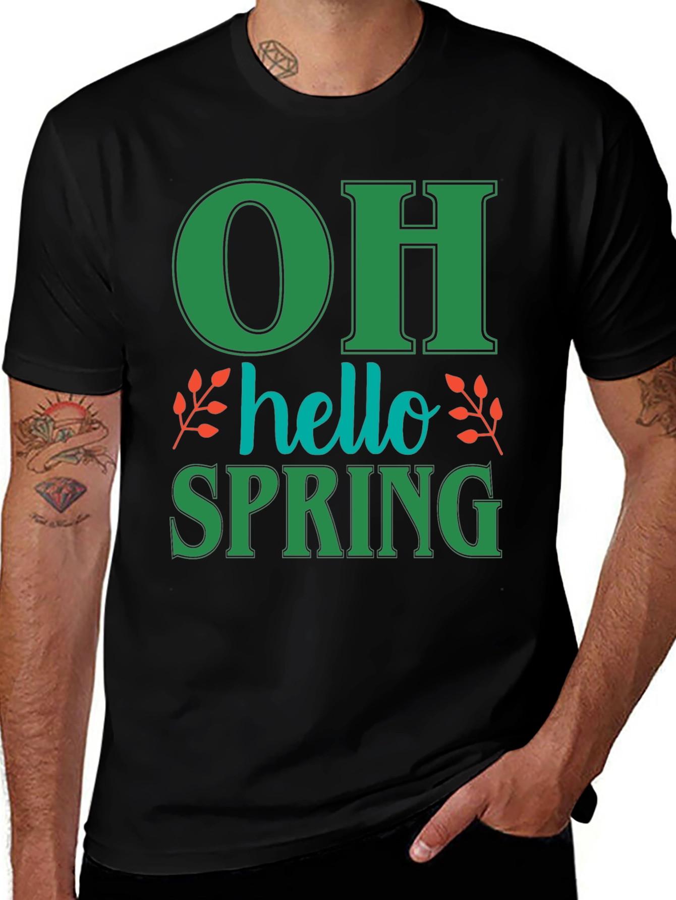 Oh Hello Spring T-Shirt - Green Graphic Tee